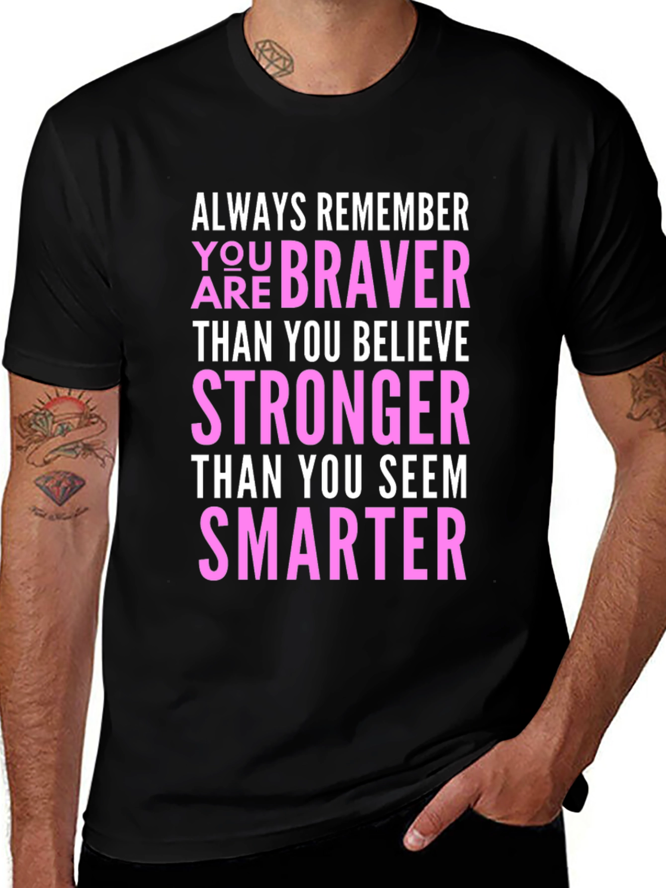 Variant 7 of Always Remember T-Shirt - Braver Stronger Smarter Black Tee