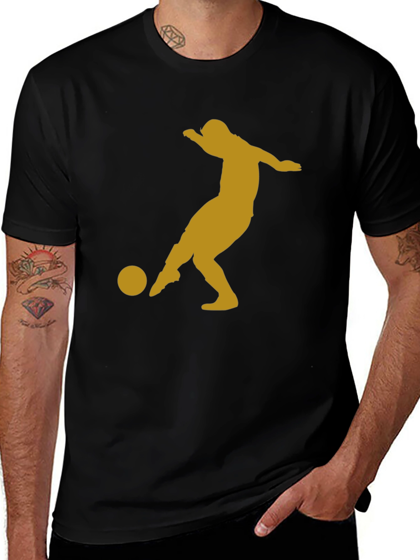 Variant 28 of Soccer Player Graphic Tee - Black T-Shirt