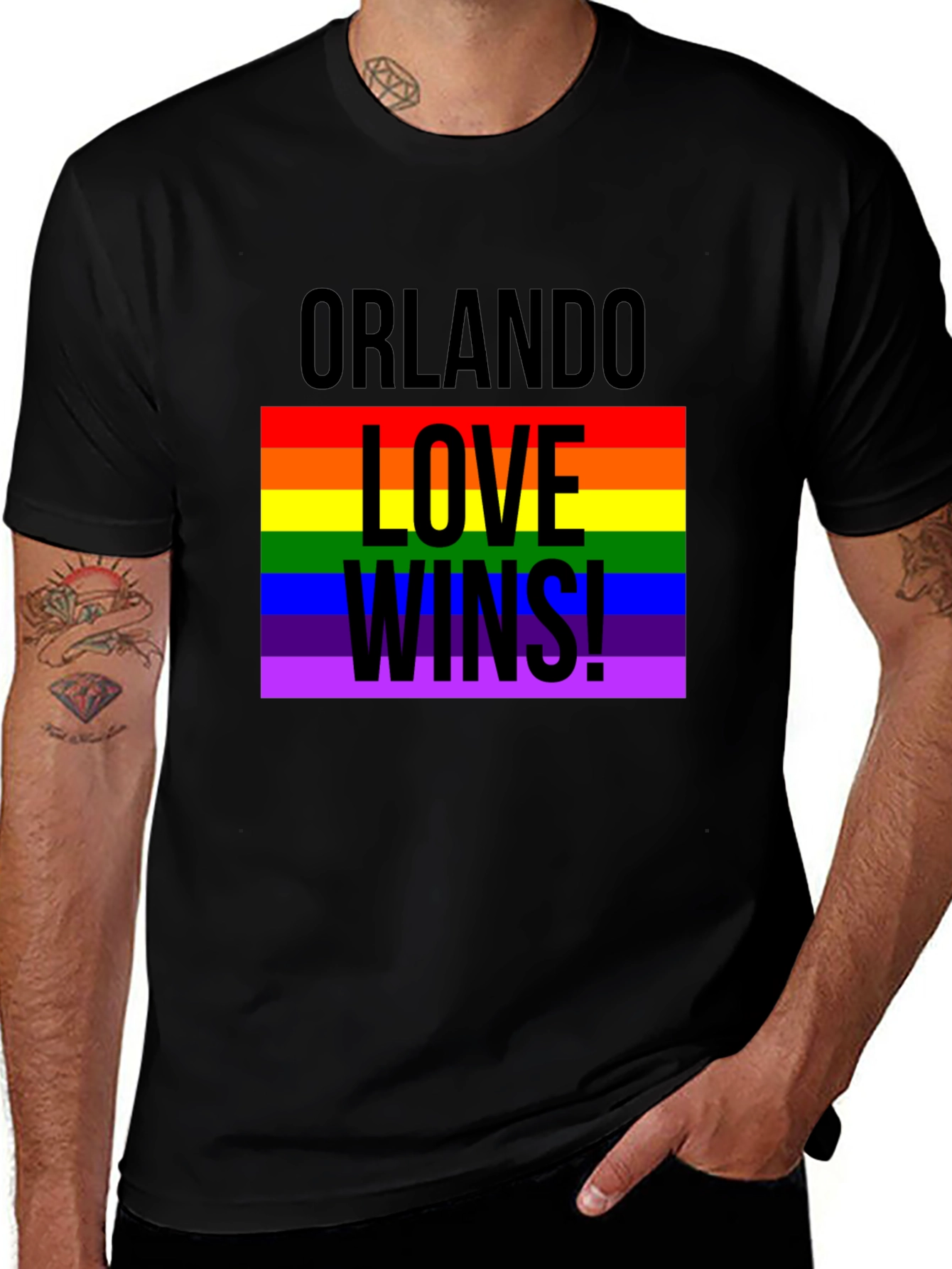 Orlando Love Wins! Black Graphic T-Shirt