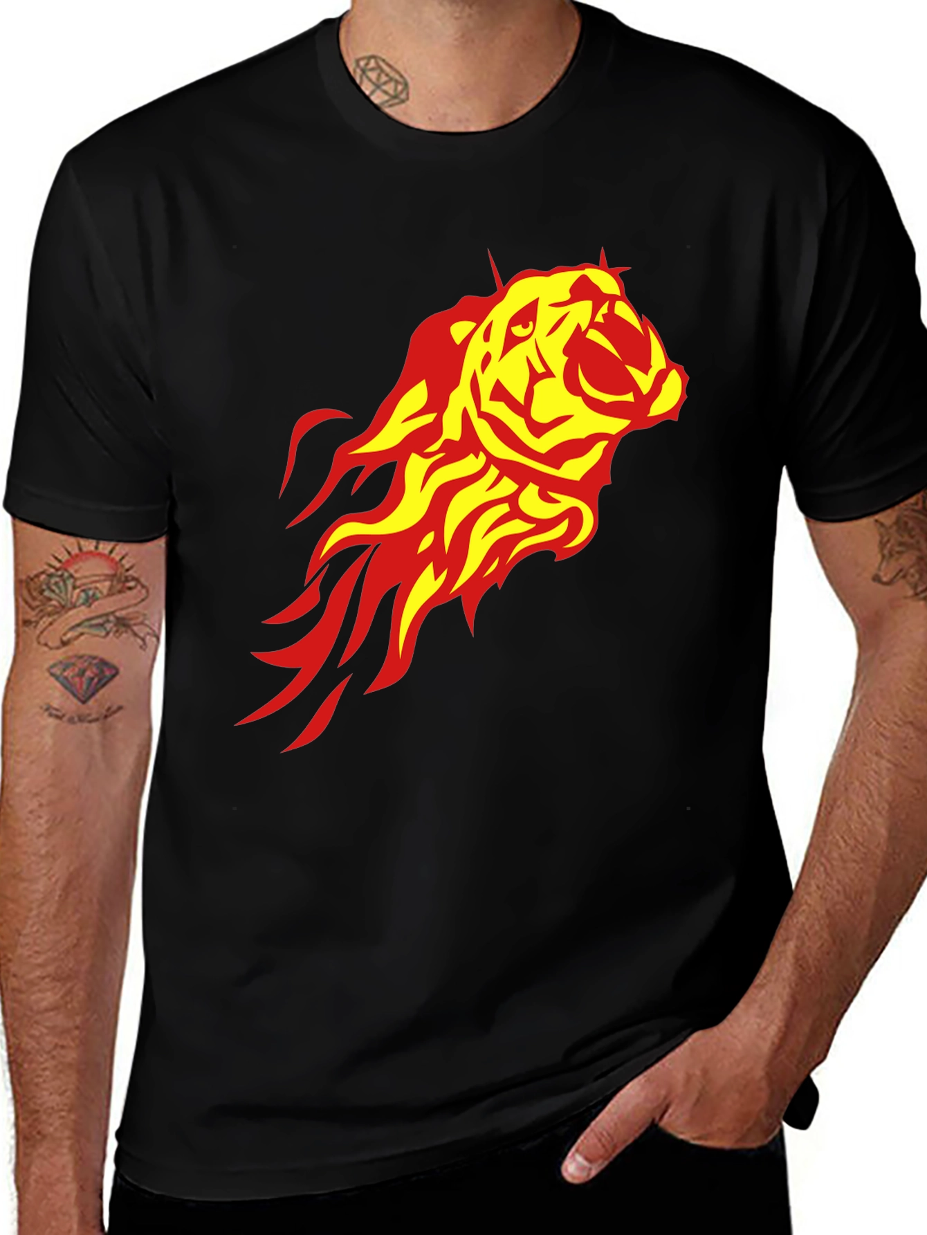 Variant 7 of Fiery Tiger Graphic Tee - Black Casual Shirt