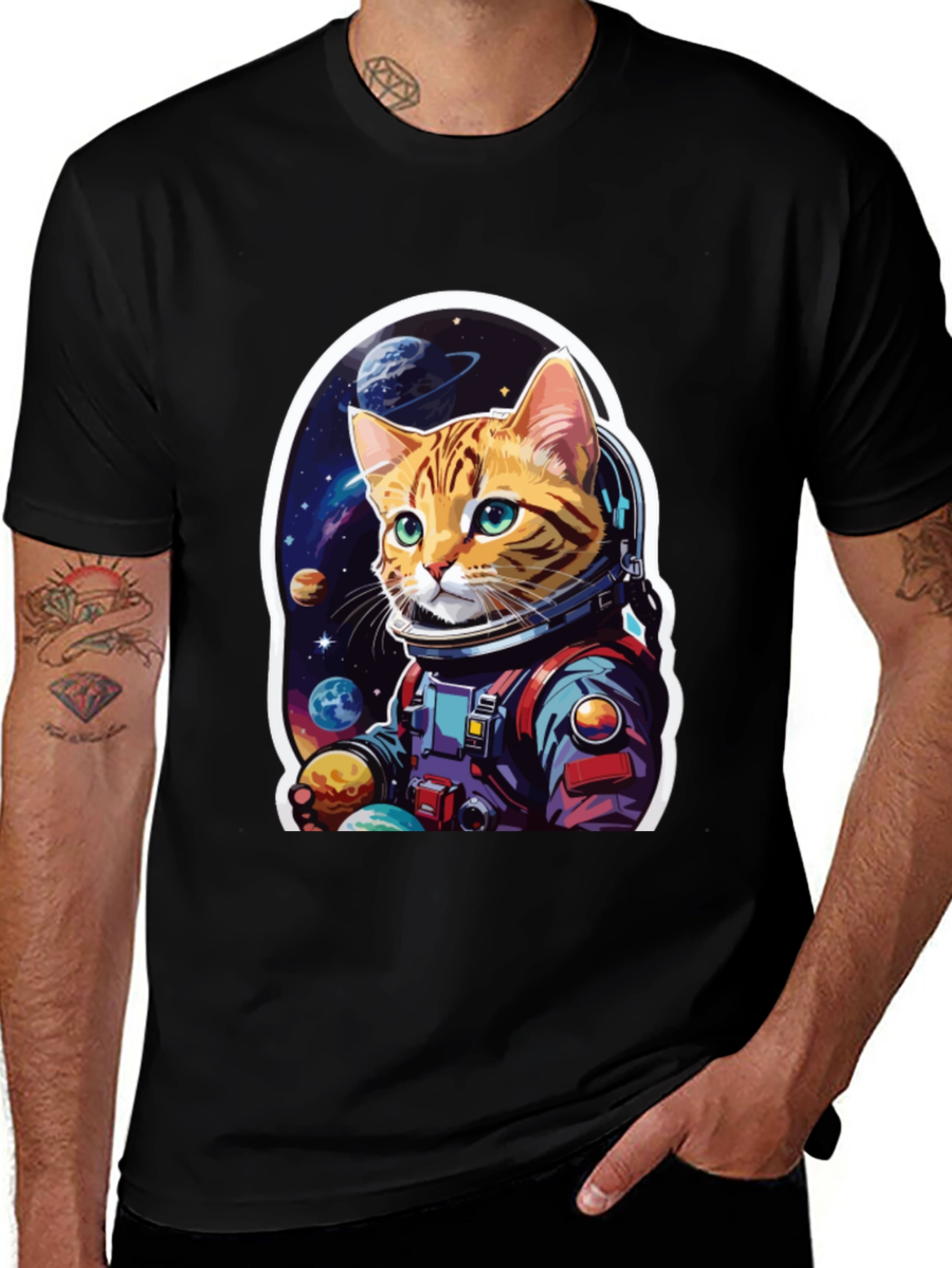 Variant 16 of Astronaut Cat Graphic T-Shirt - Space Adventure