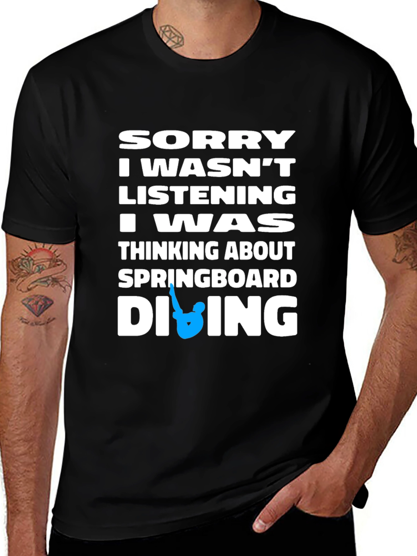 Black Diving T-Shirt - Sorry I Wasn't Listening main image