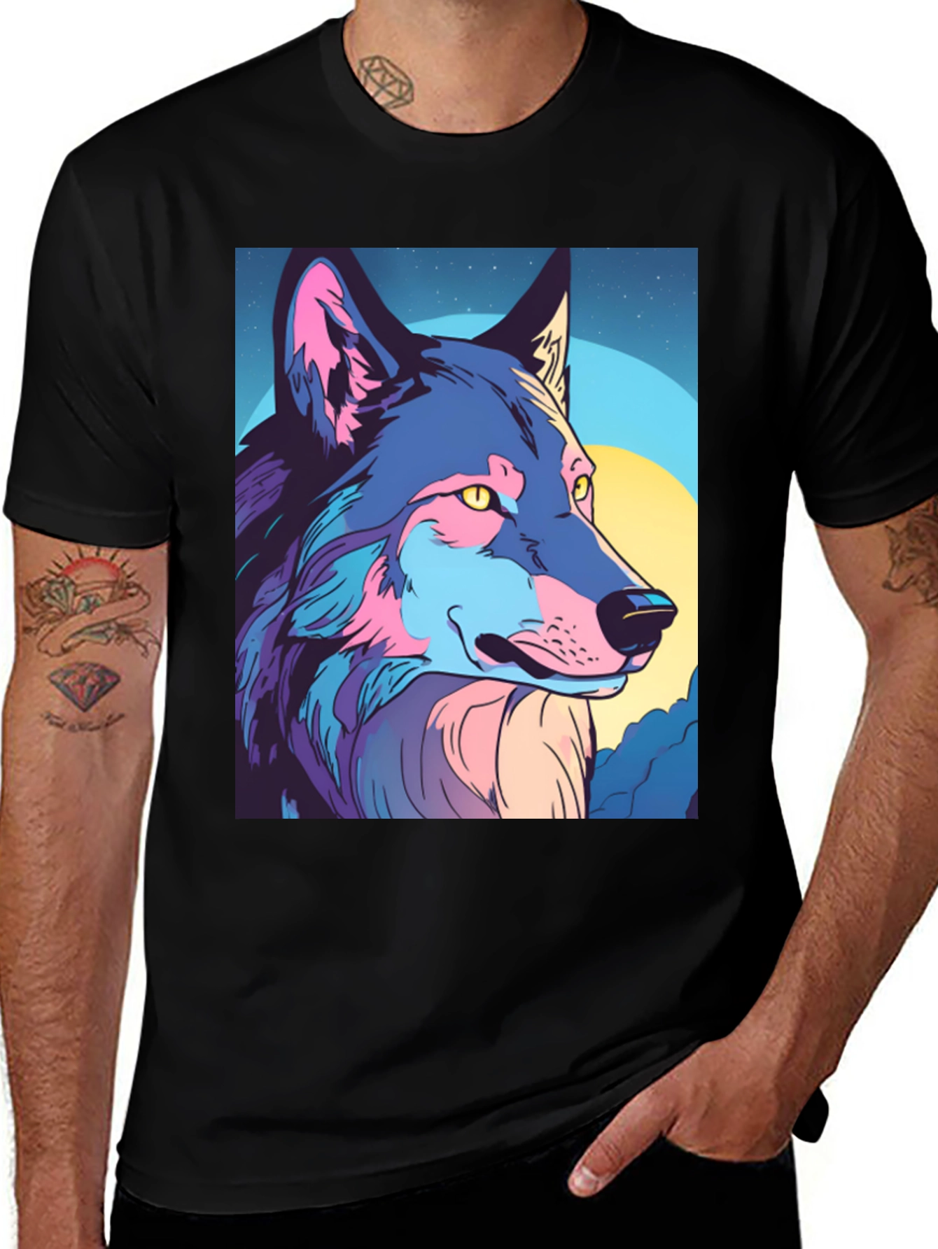 Variant 5 of Wolf Graphic Tee - Stylish Men's Black T-Shirt