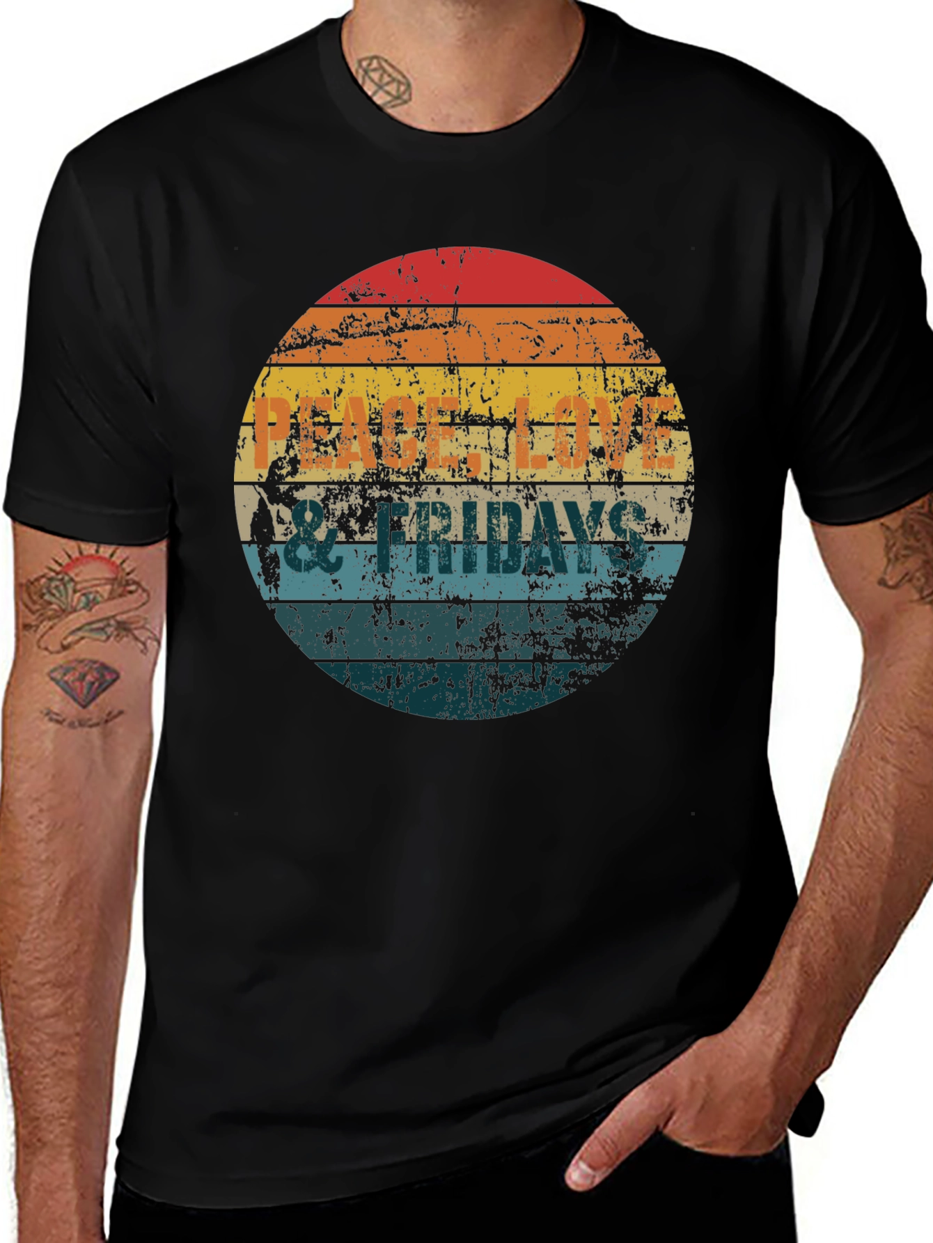 Variant 5 of Peace Love & Fridays T-Shirt - Retro Vibe
