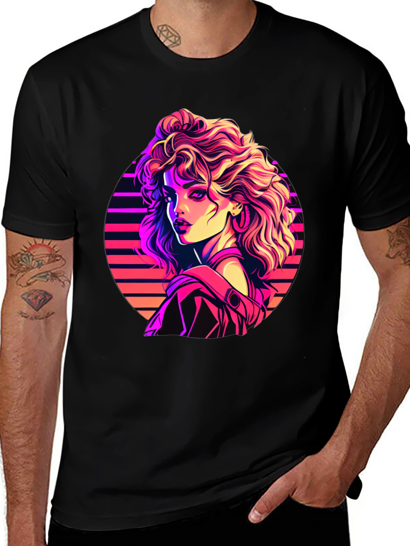 Variant 13 of Retro 80s Woman Graphic Tee - Black