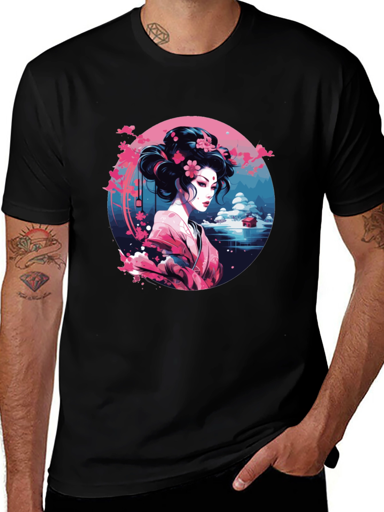 Variant 22 of Geisha Art Black Tee - Unique Asian Design