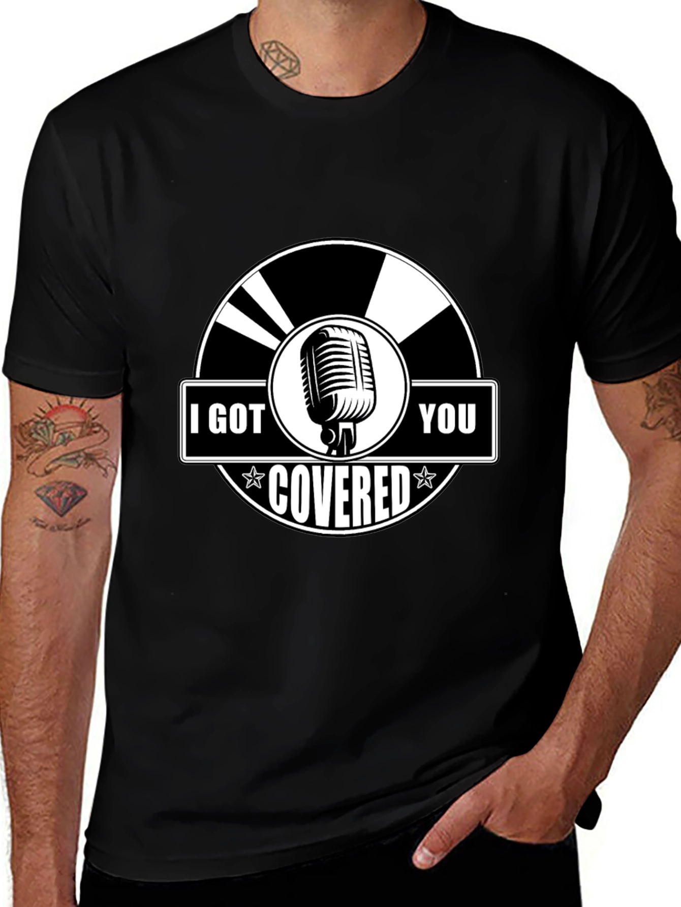 Variant 3 of I Got You Covered Microphone Graphic T-Shirt