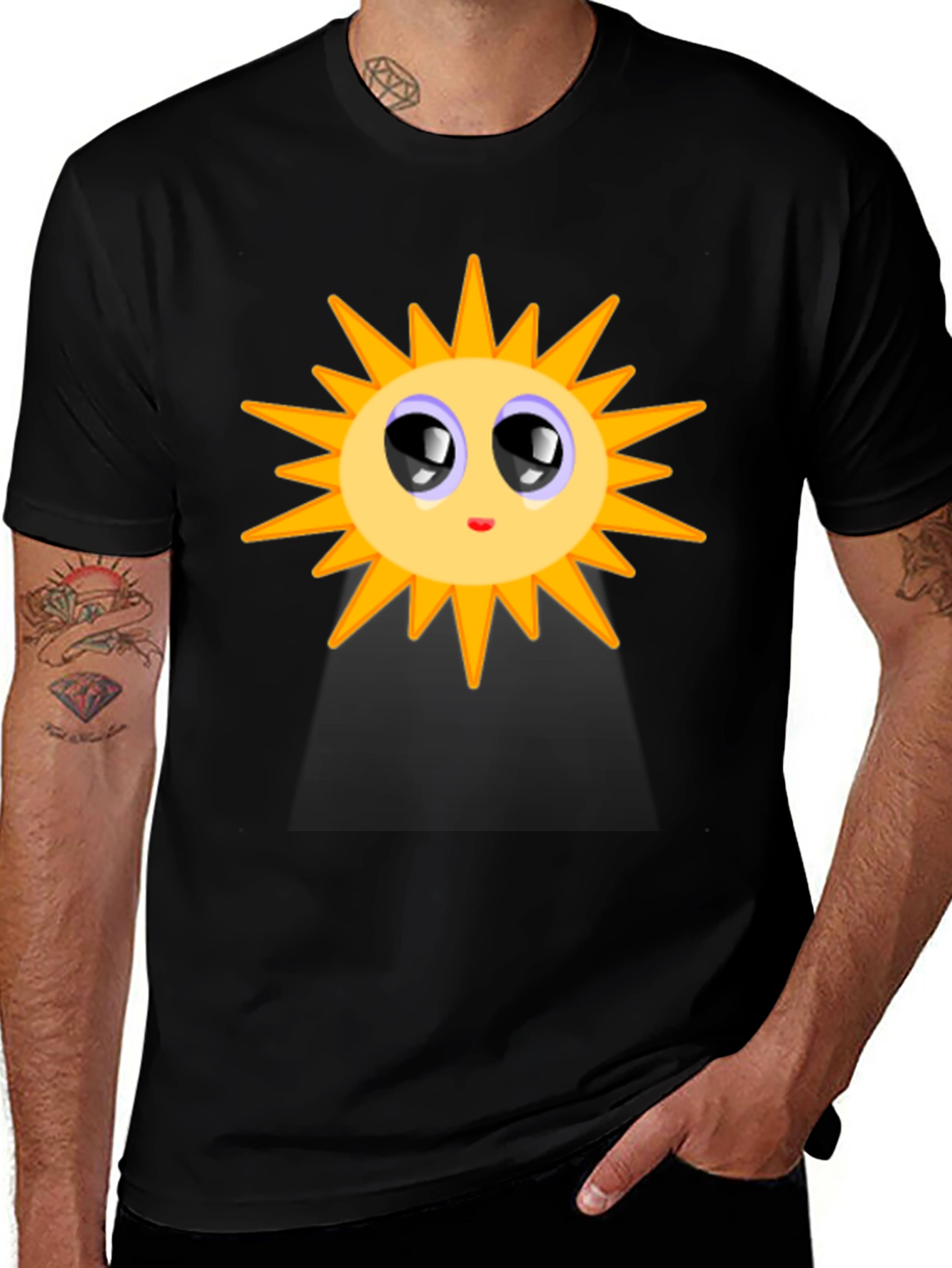Variant 4 of Cute Sun Cartoon Black T-Shirt
