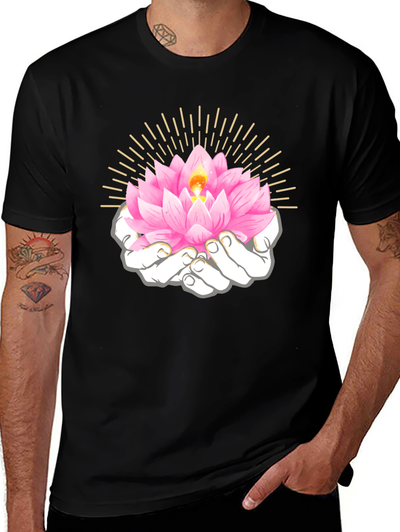 Variant 9 of Lotus Hands Graphic Tee - Spiritual Shirt