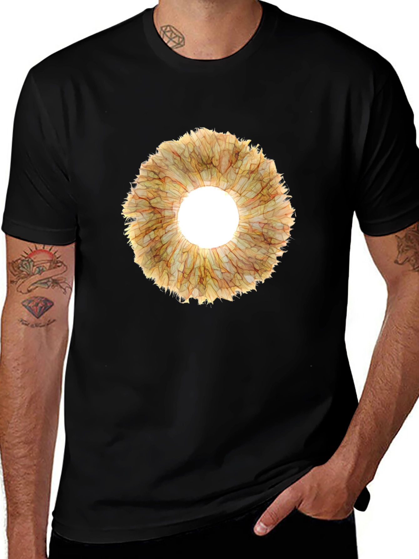 Variant 20 of Eye-Catching Floral Ring Graphic Tee - Black