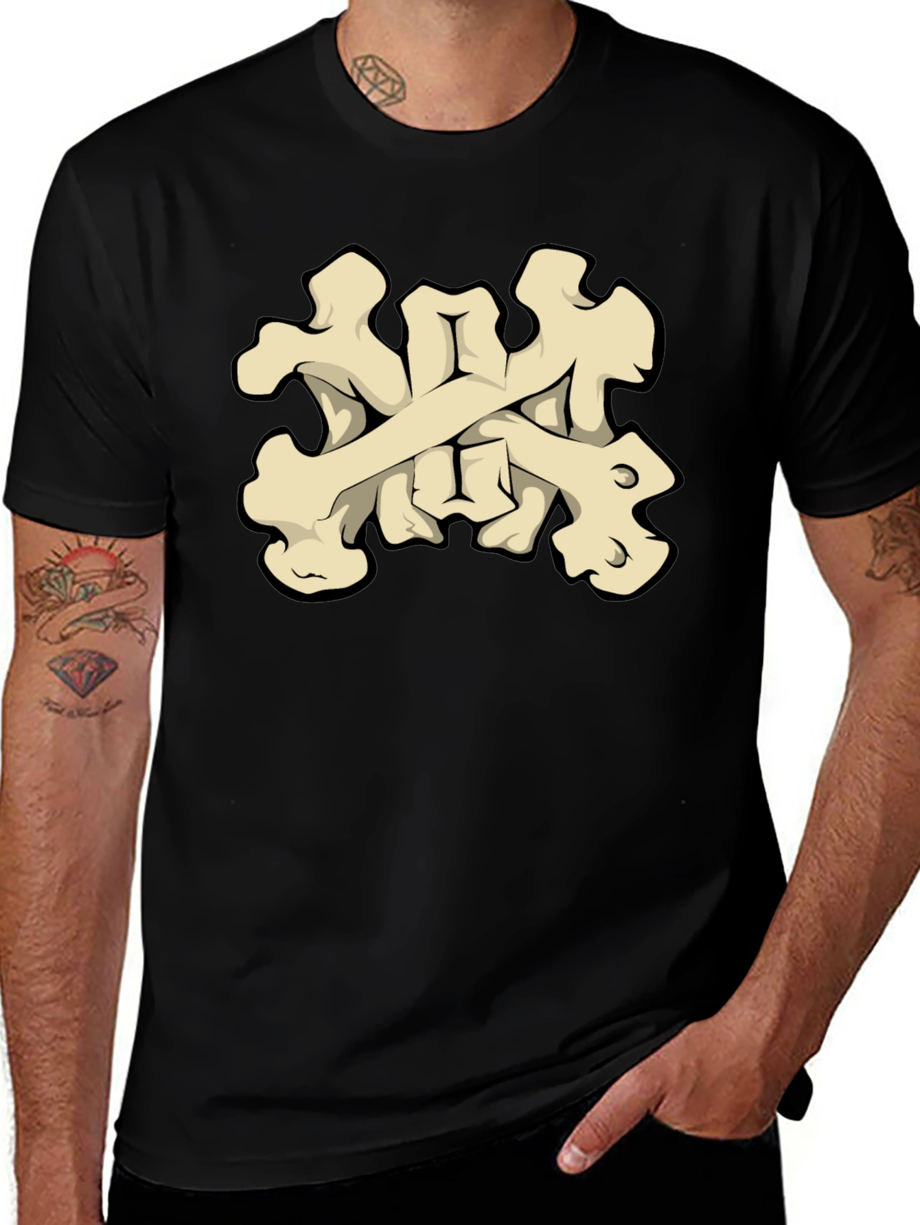 Bone Crossbones Graphic Tee - Black T-Shirt