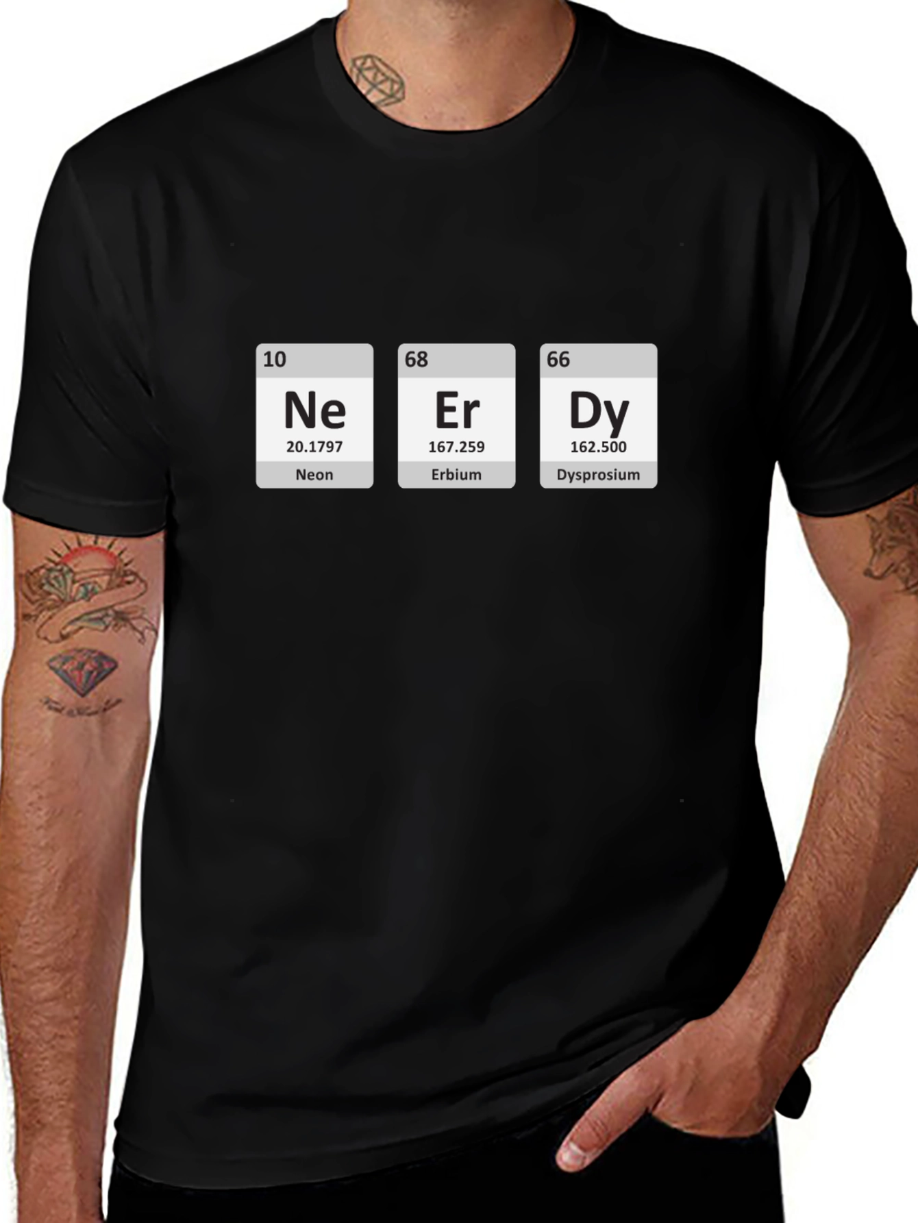 Nerdy Periodic Table T-Shirt - Neon Erbium Dysprosium