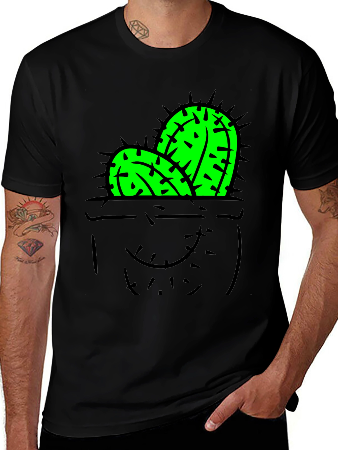 Variant 30 of Cactus Pocket Print Black T-Shirt