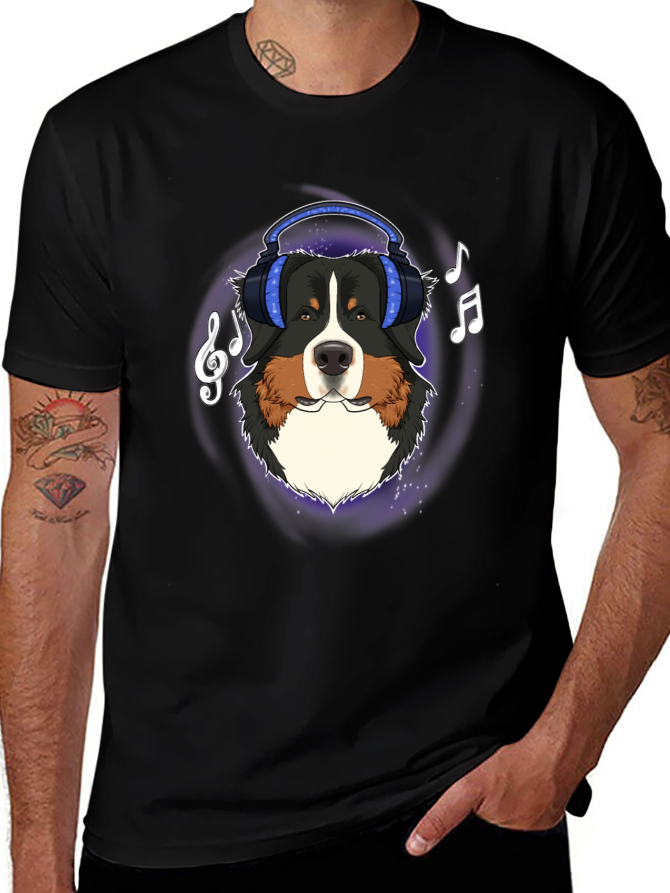 Variant 13 of Dog with Headphones Graphic Tee - Music Lover Shirt
