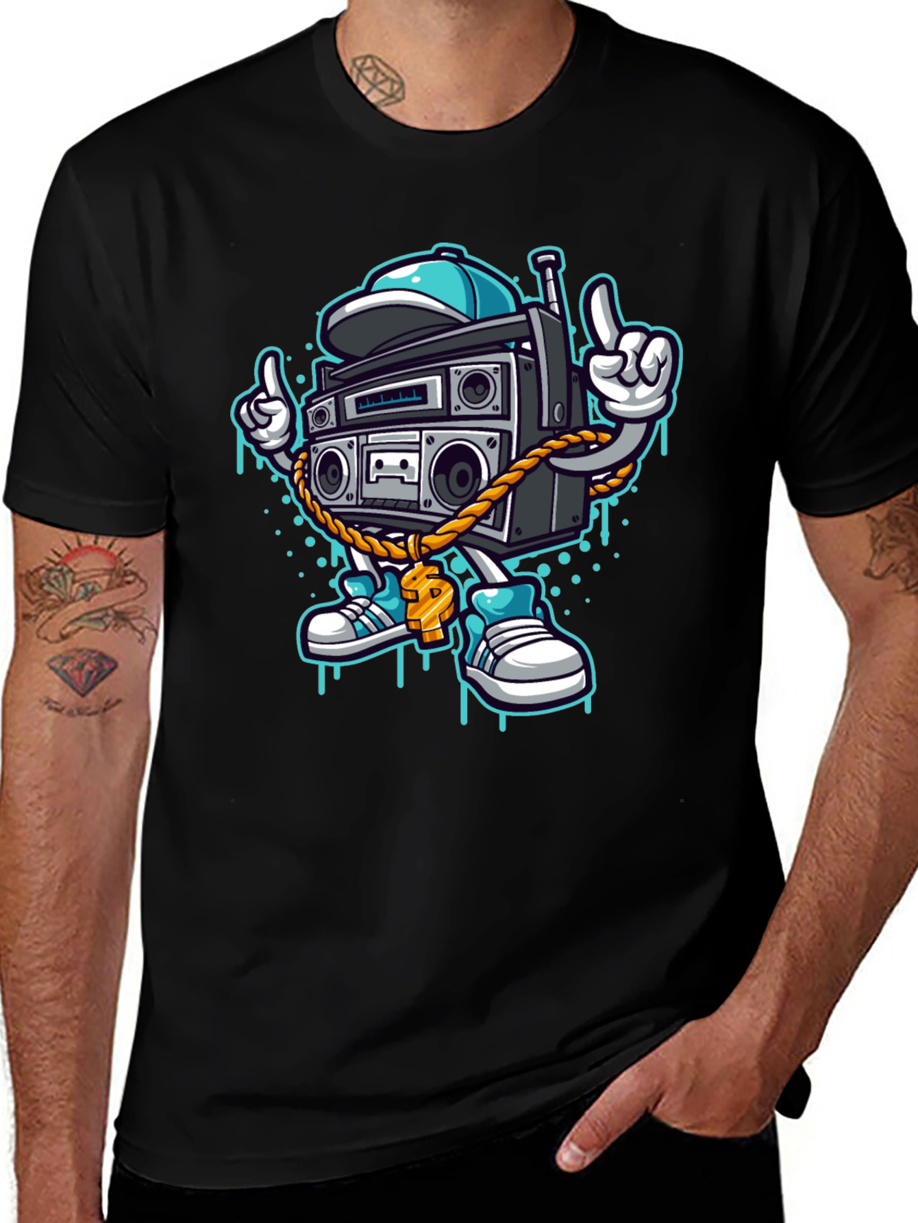 Variant 23 of Retro Boombox Cartoon T-Shirt - Cool Character Tee