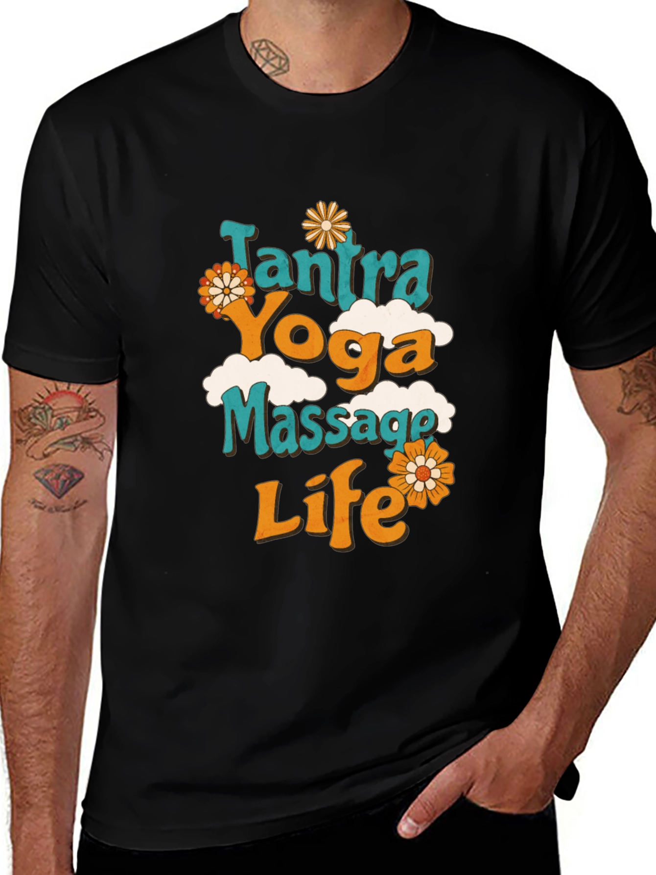 Black Tantra Yoga Massage Life Graphic Tee main image