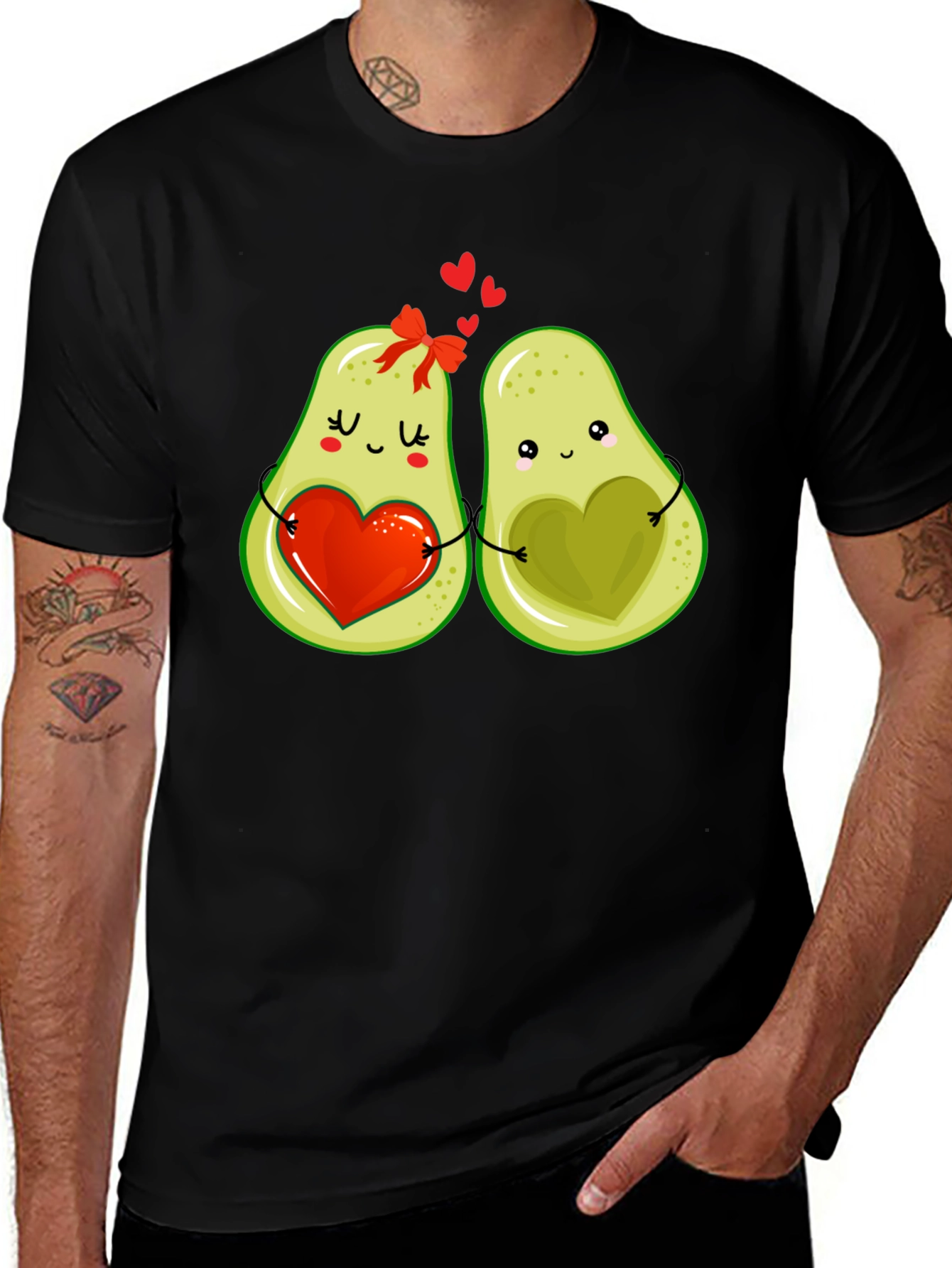 Black Avocado Love T-Shirt - Cute Couple Graphic Tee main image