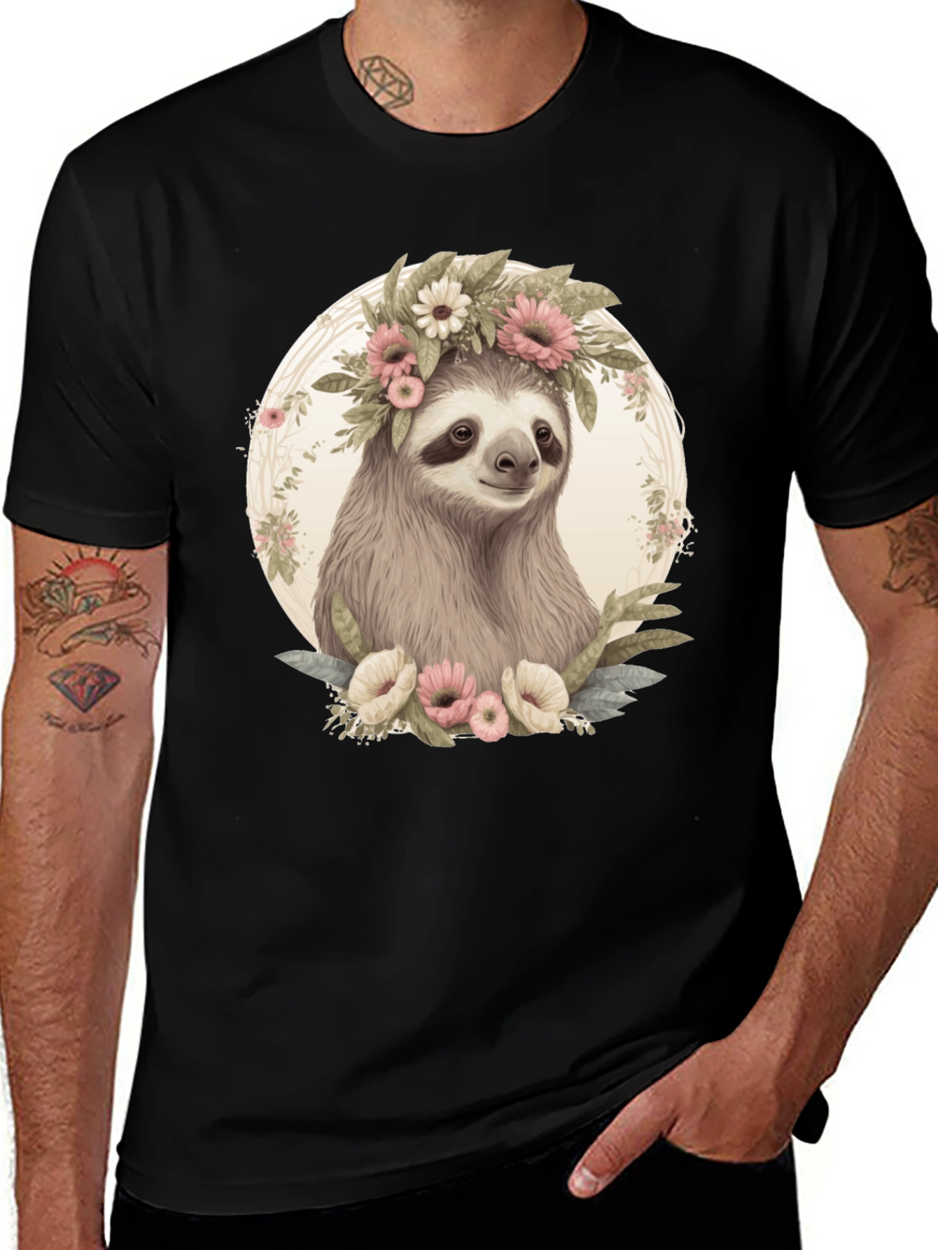 Variant 13 of Sloth with Flower Crown Graphic Tee