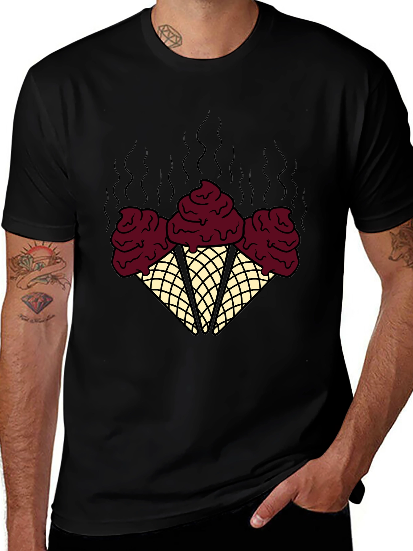 Variant 8 of Novelty Ice Cream Cone Graphic Tee - Black