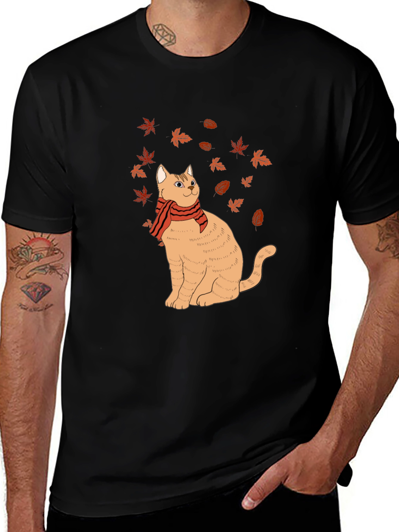Variant 20 of Fall Cat Graphic T-Shirt