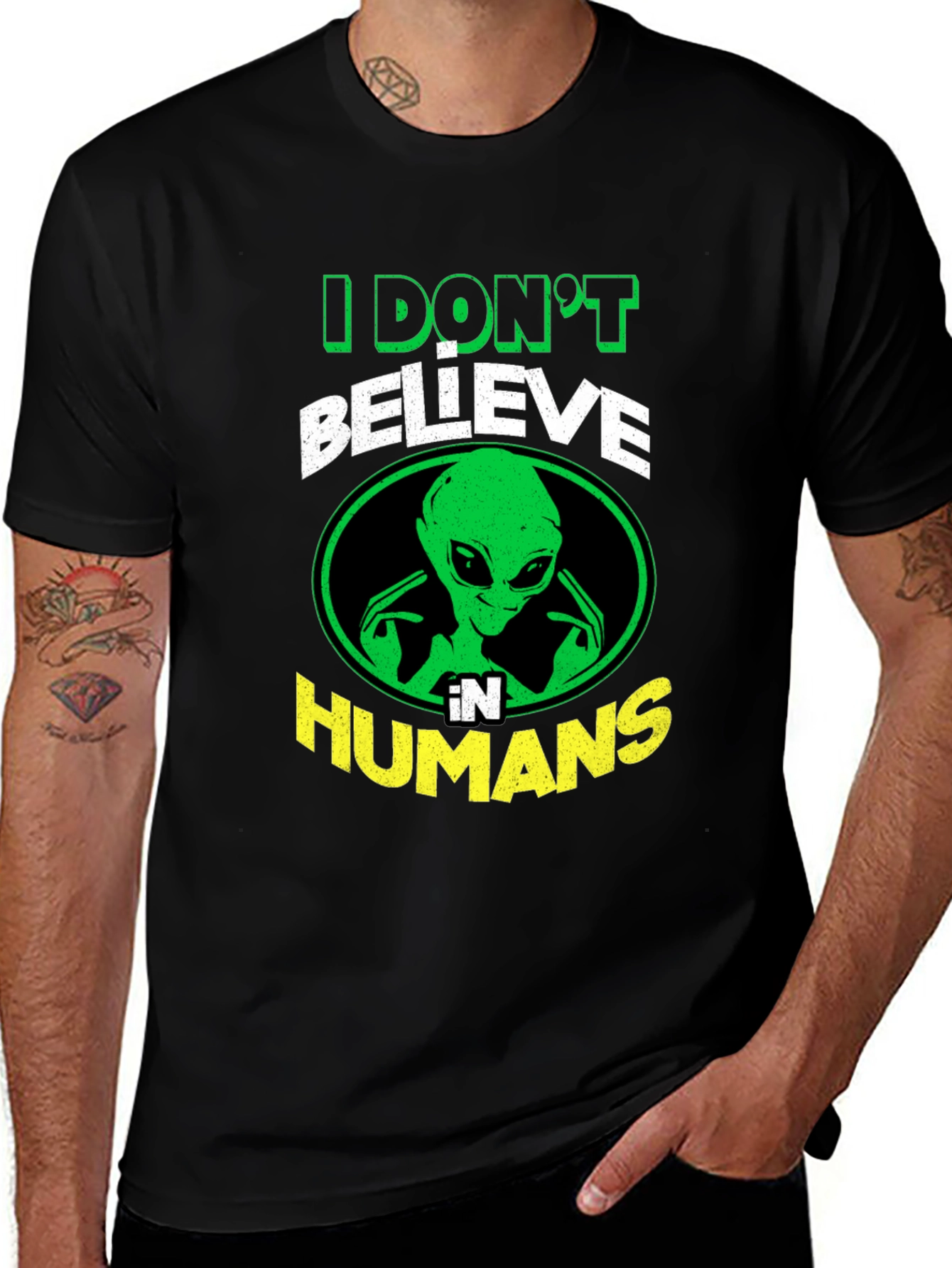 Variant 22 of I Don't Believe in Humans Alien Graphic T-Shirt