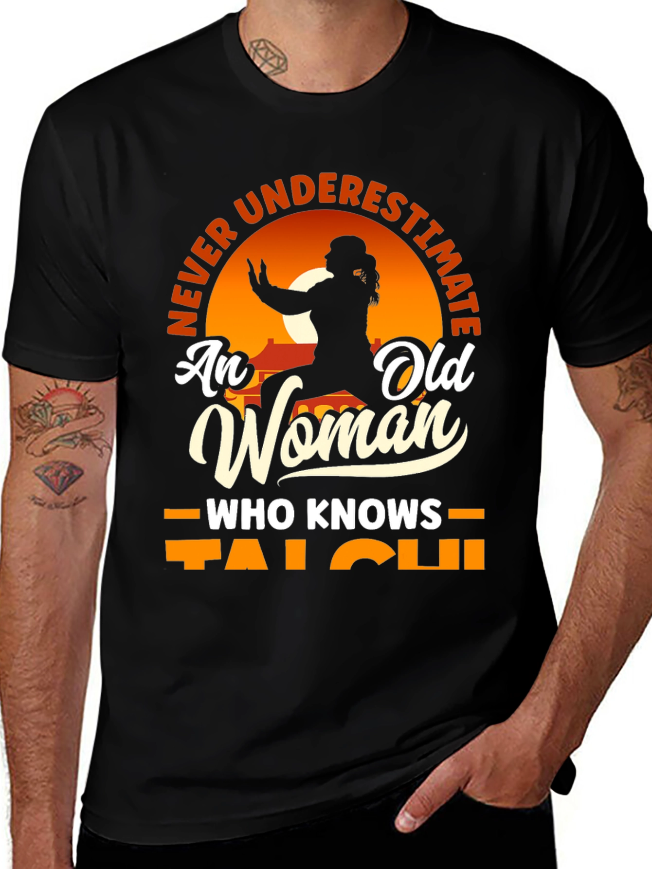 Never Underestimate Old Woman Tai Chi T-Shirt