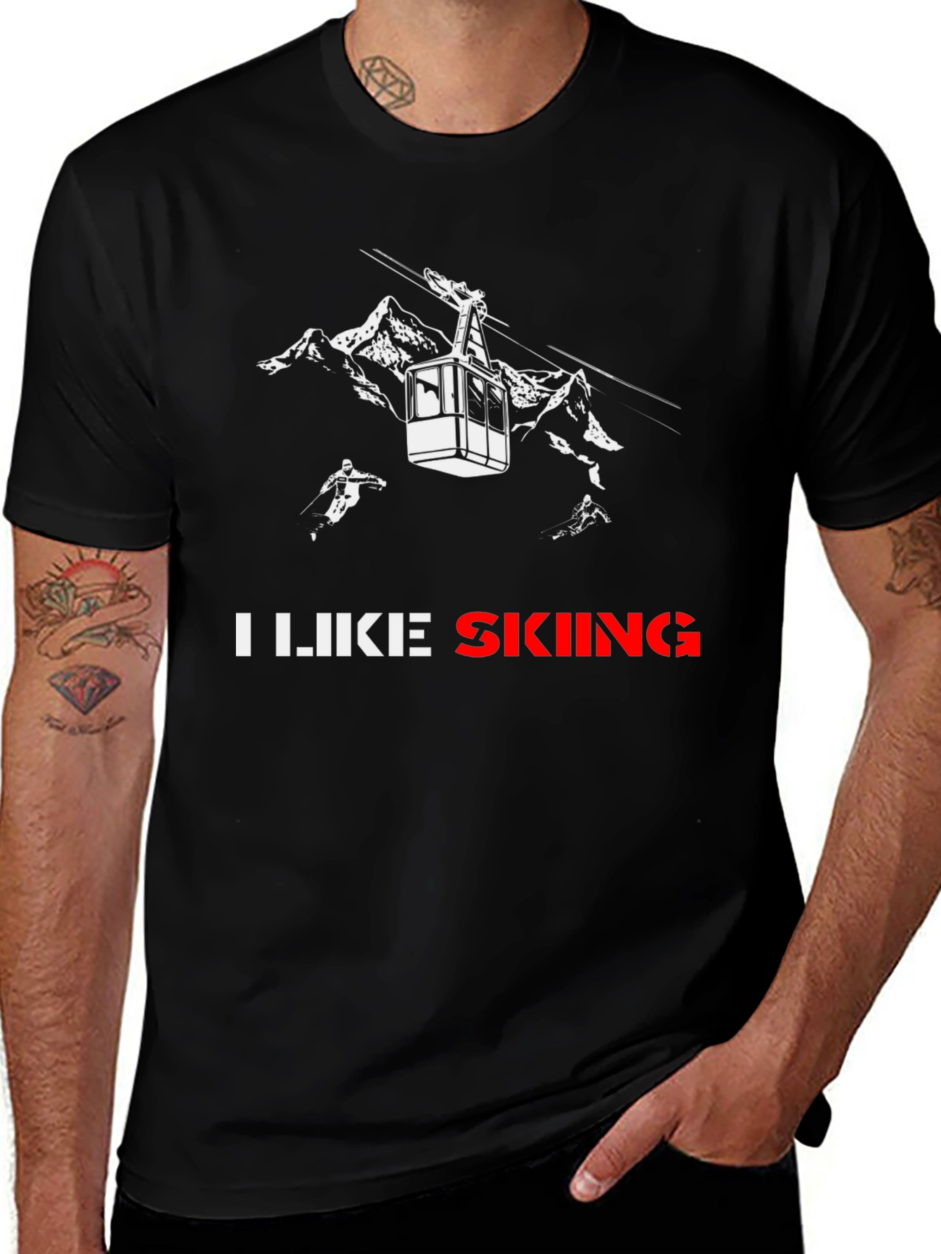 Variant 19 of I Like Skiing Black T-Shirt