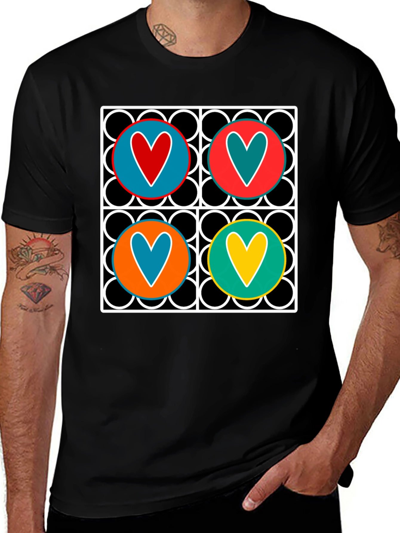 Variant 10 of Heart Pattern Graphic Tee - Stylish & Unique Design