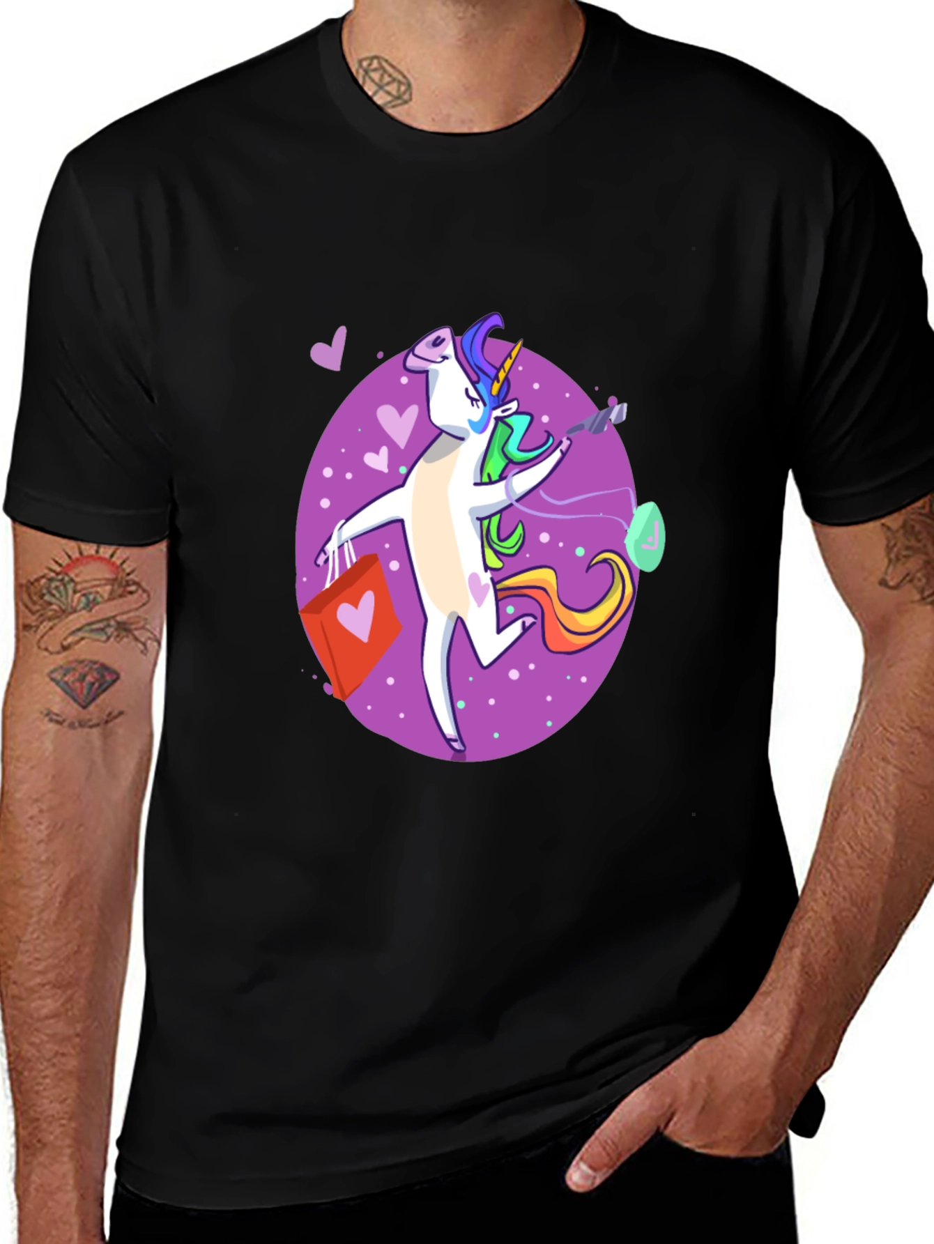 Variant 16 of Unicorn Shopping T-Shirt - Black