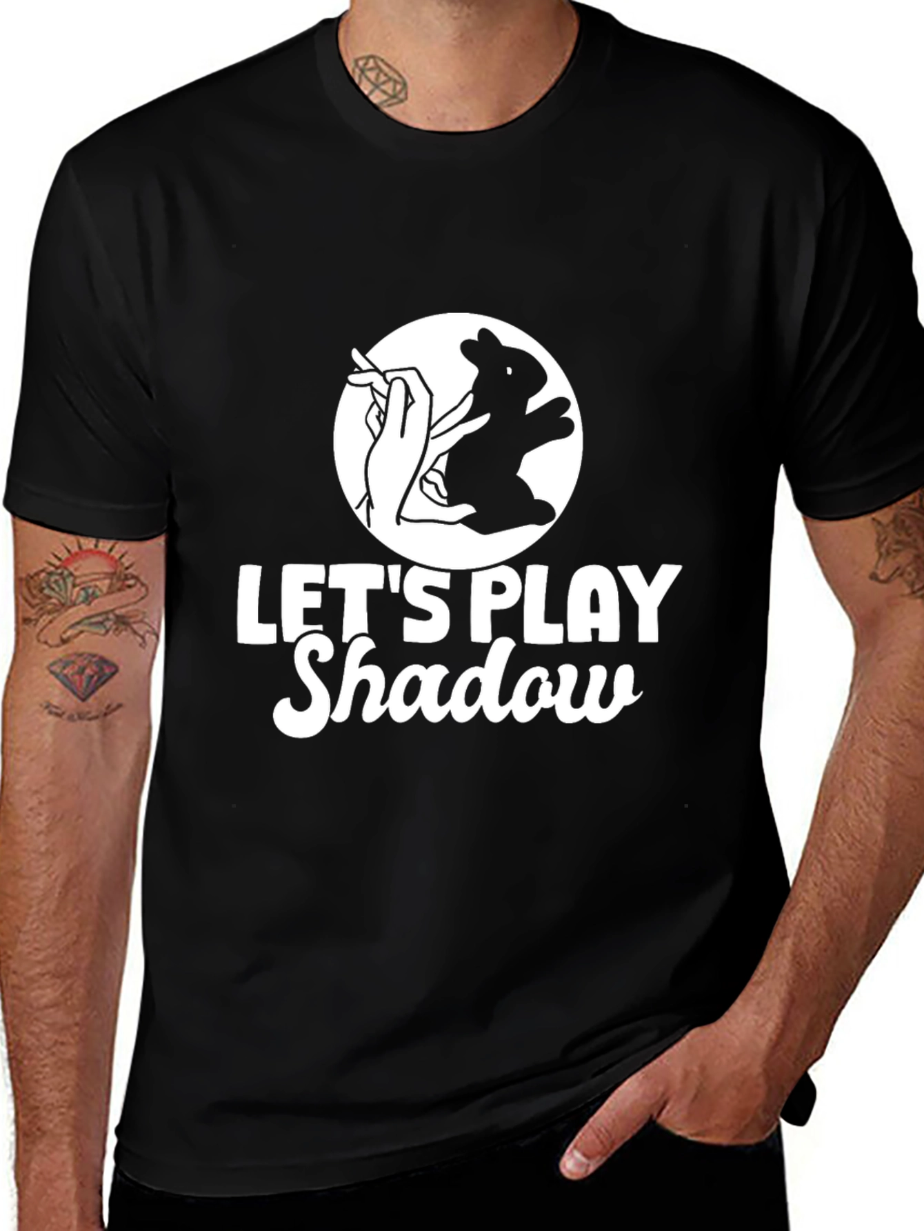 Let's Play Shadow T-Shirt - Rabbit Hand Shadow Puppet Tee