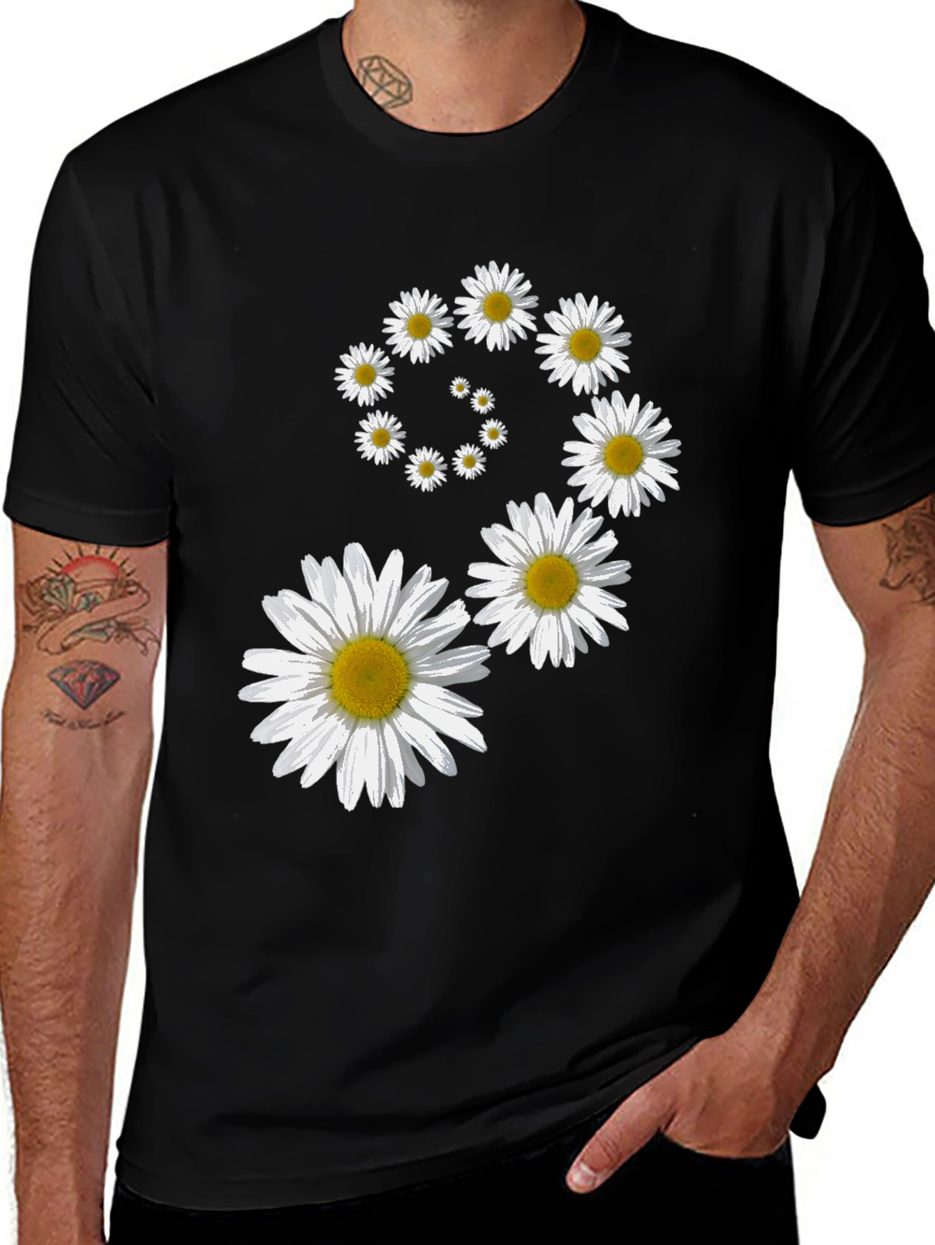 Variant 4 of Daisy Spiral Graphic T-Shirt - Casual Comfort