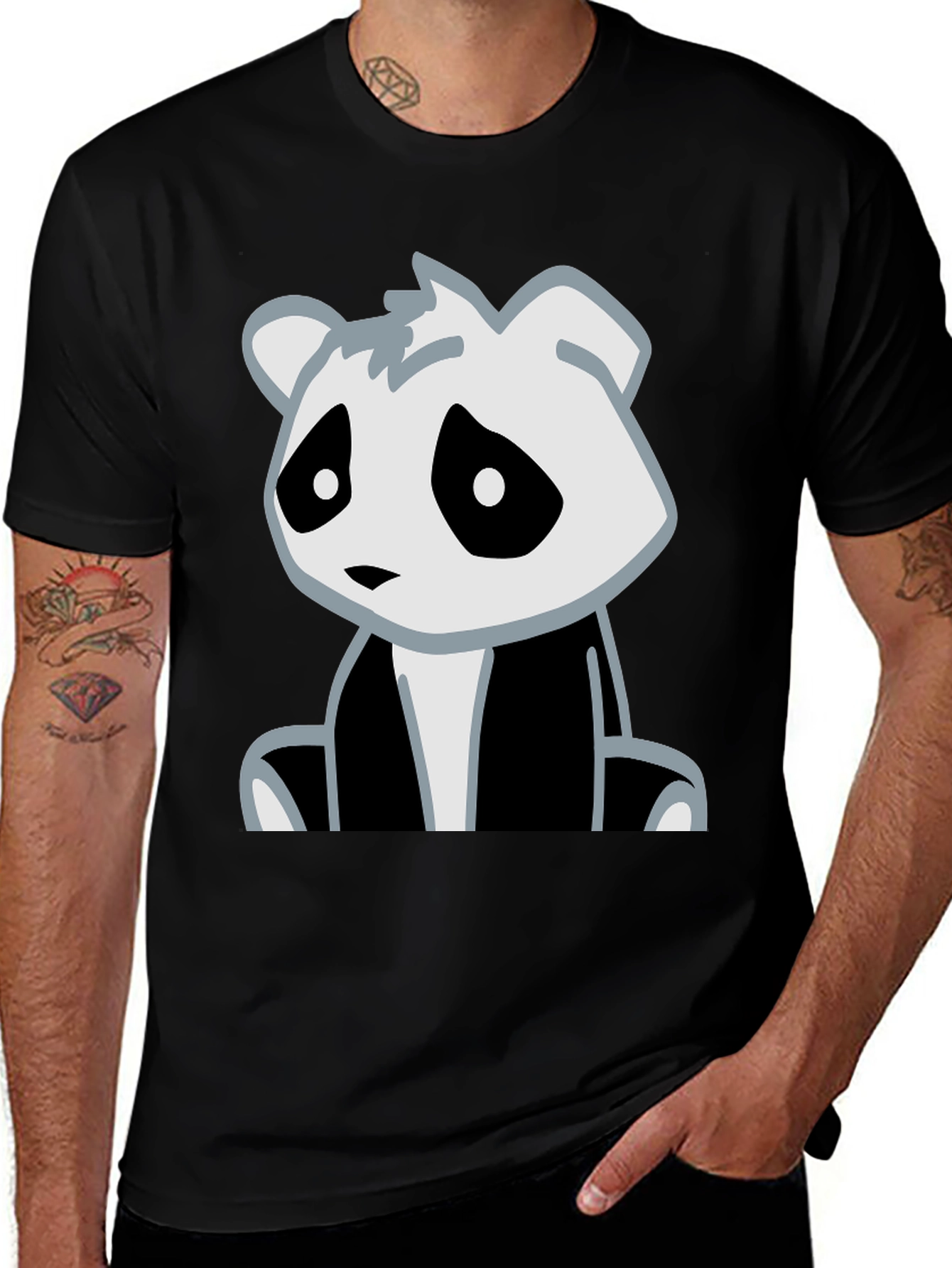 Variant 5 of Cute Panda Graphic Black T-Shirt
