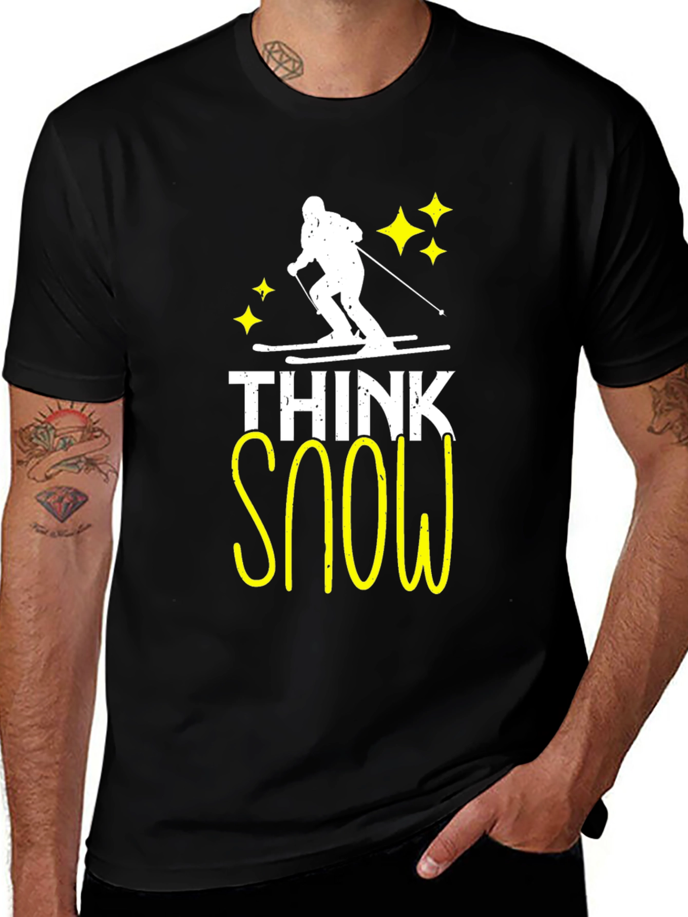 Variant 27 of Think Snow Skiing T-Shirt - Black