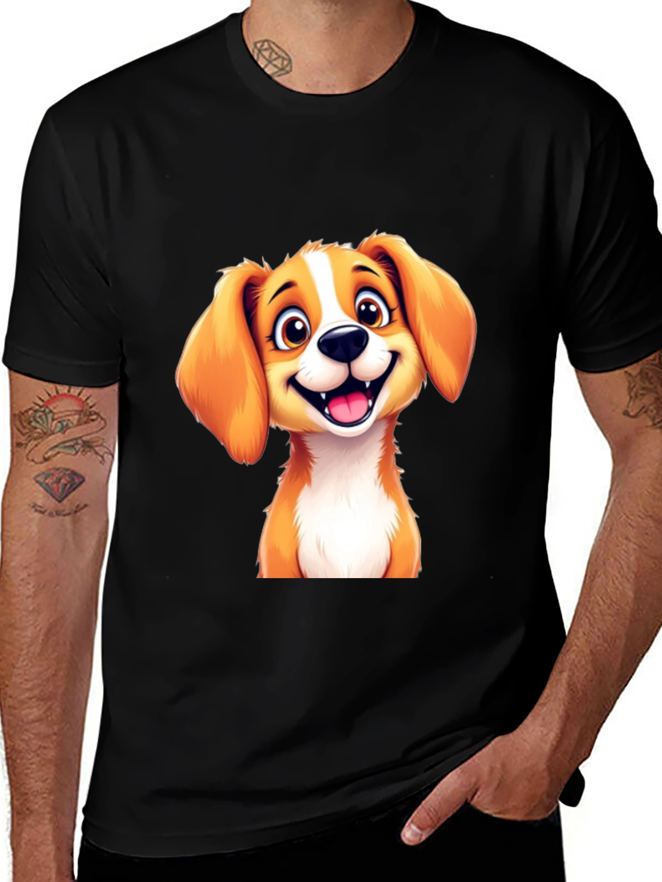Variant 20 of Cute Puppy Graphic T-Shirt - Black