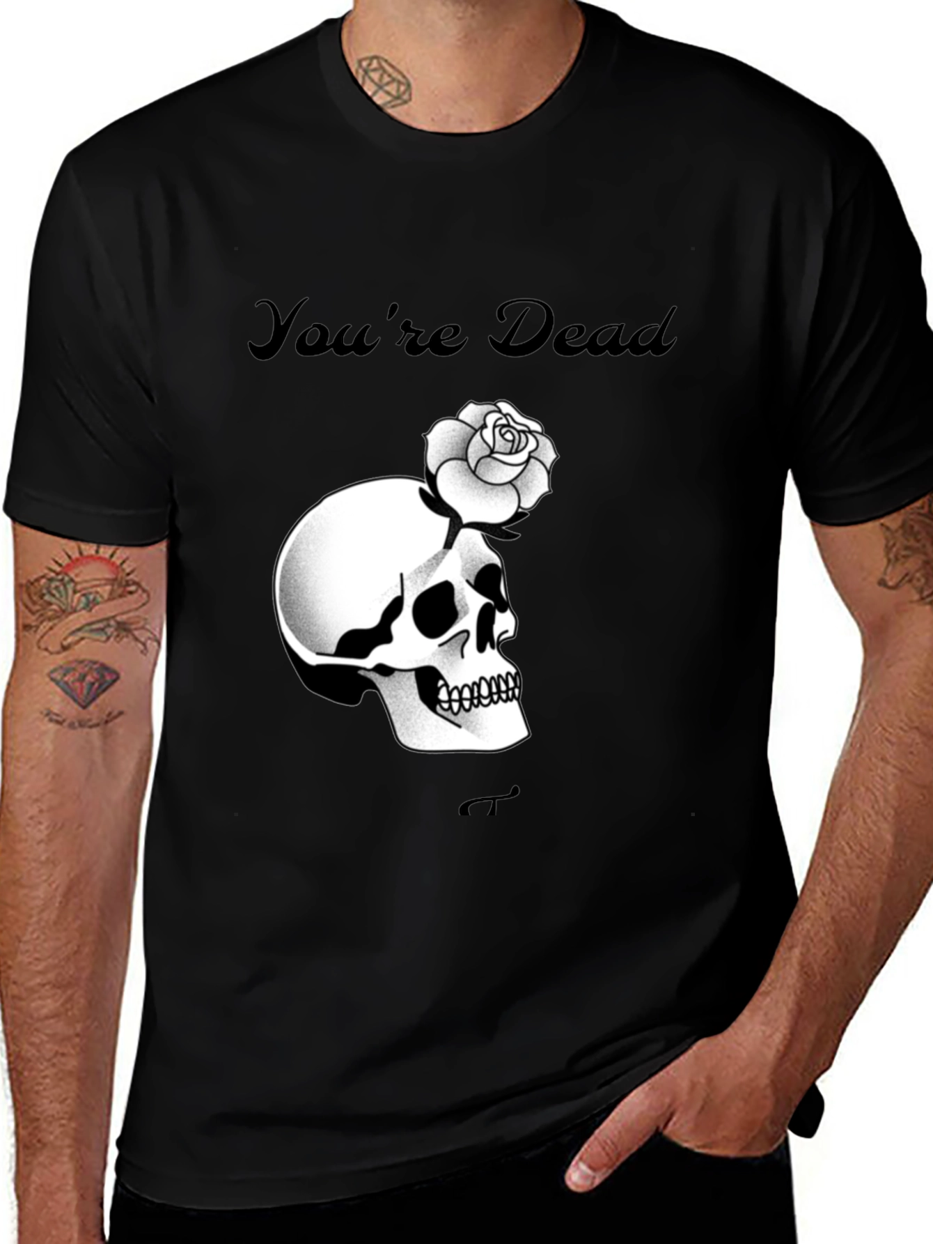Variant 15 of You're Dead Skull Rose Black T-Shirt