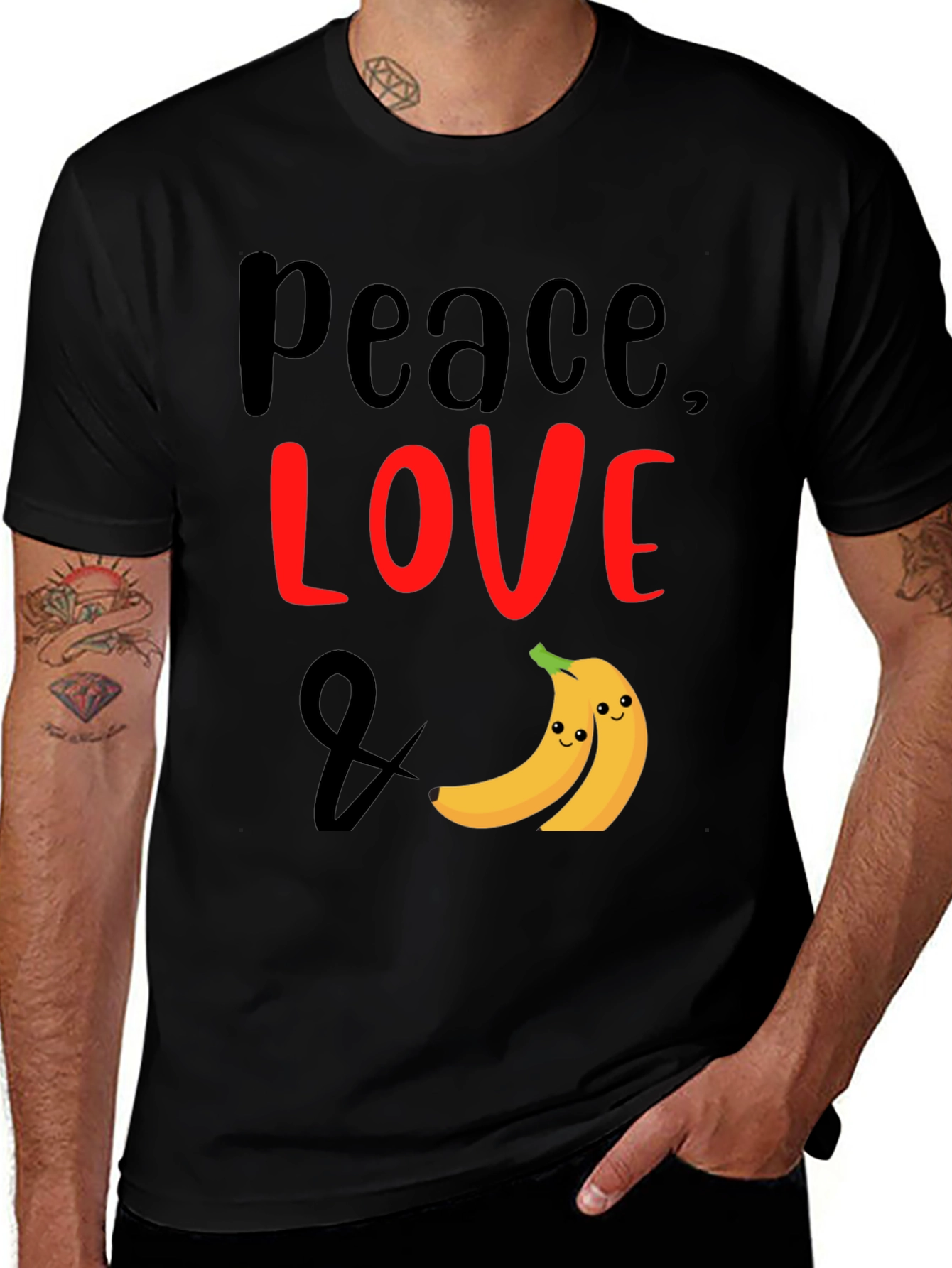 Variant 2 of Peace Love & Bananas T-Shirt Funny Fruit Graphic Tee