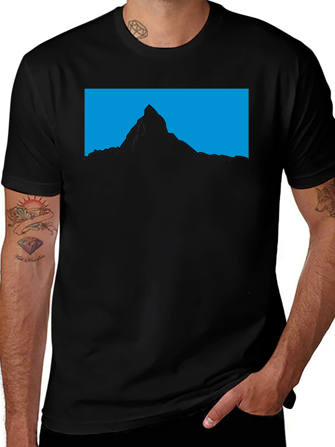 Variant 23 of Mountain Silhouette Graphic Tee - Men's Black T-Shirt