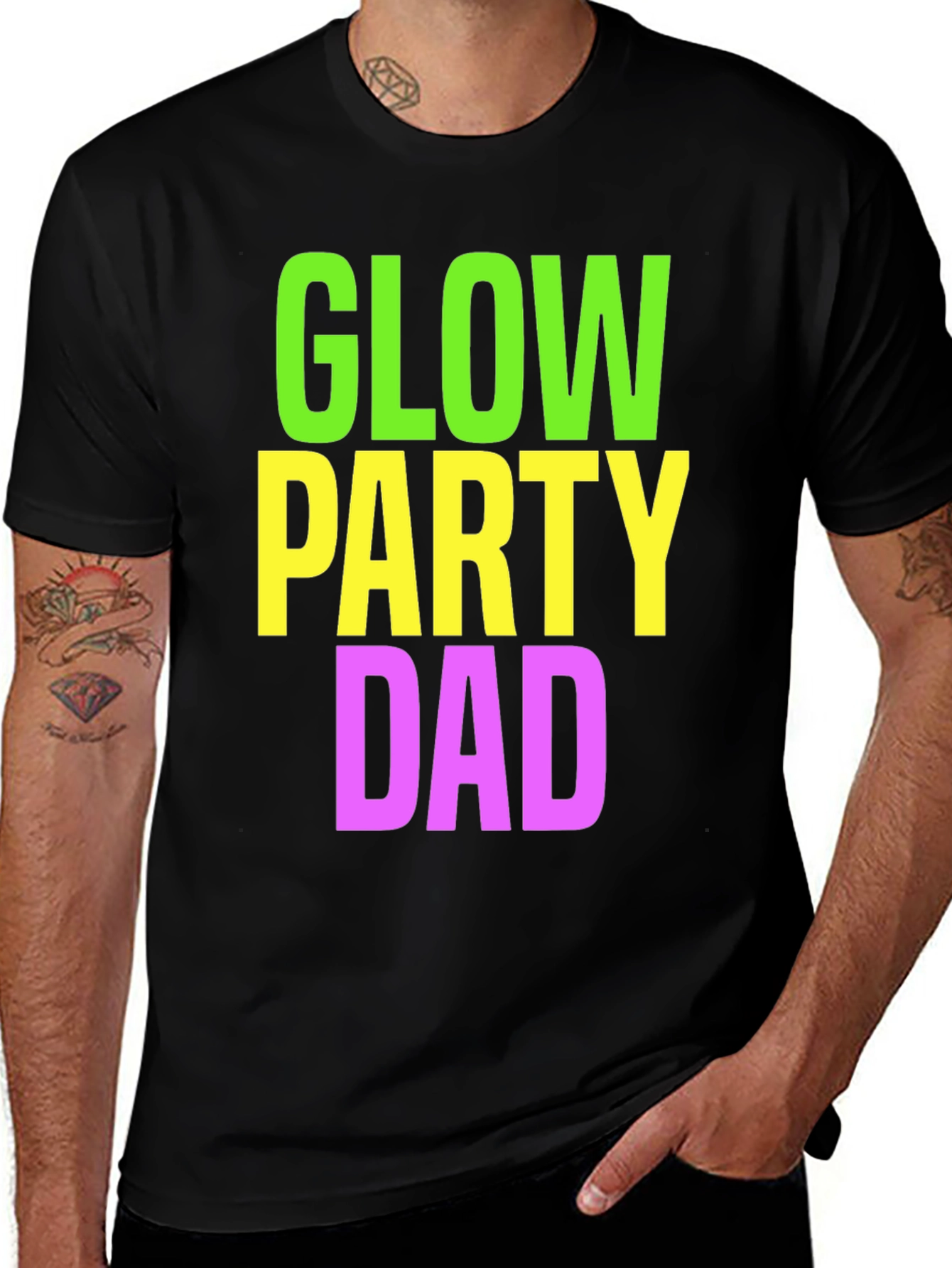 Glow Party Dad T-Shirt - Neon Print