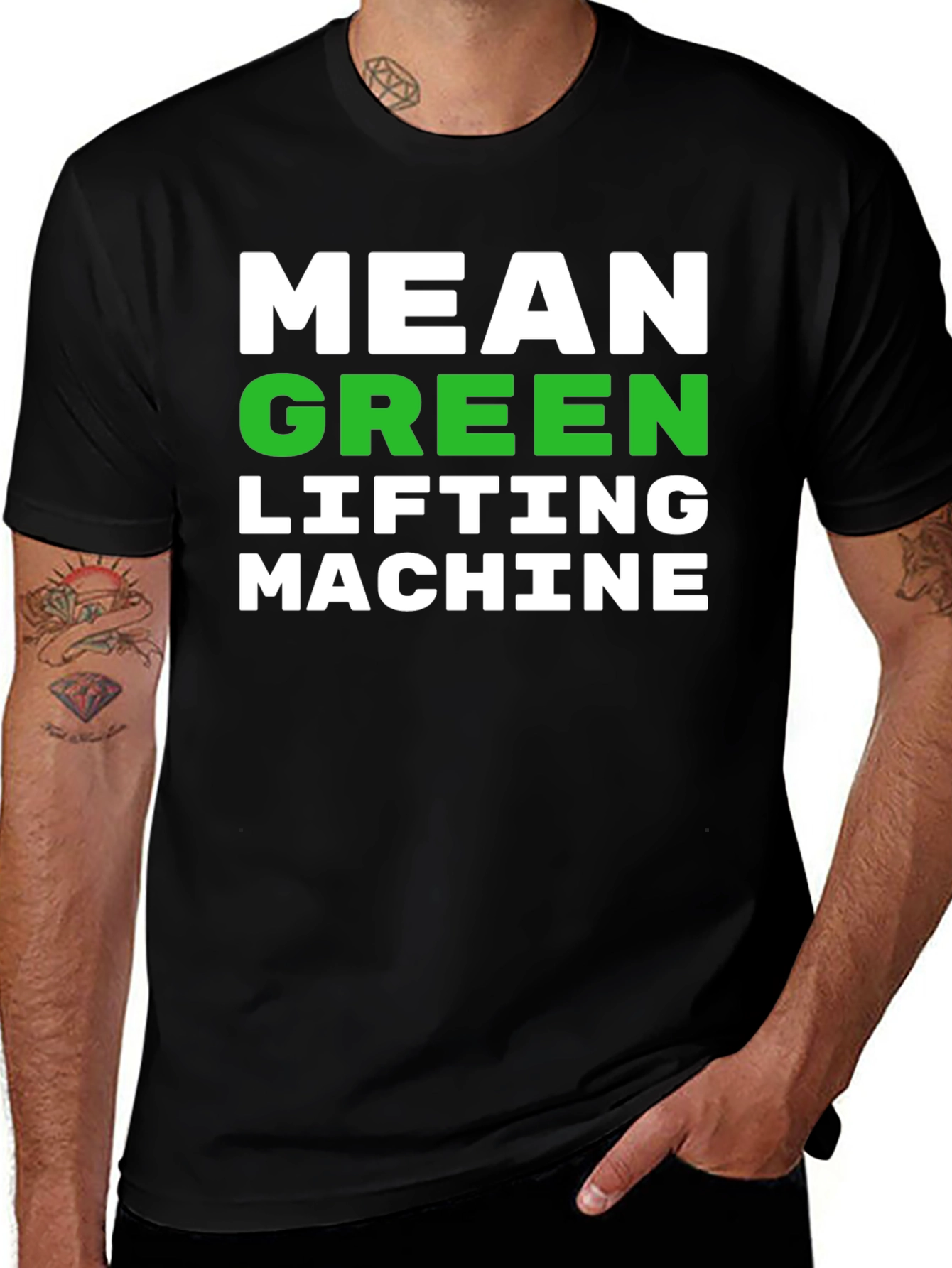 Variant 30 of Mean Green Lifting Machine Black T-Shirt
