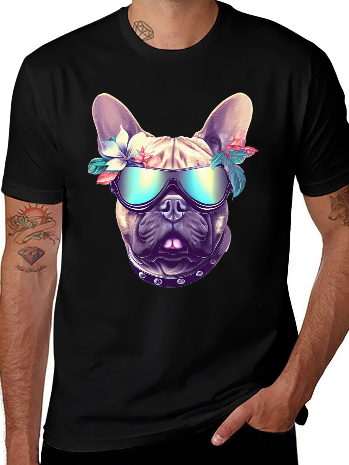 Variant 10 of Cool Dog Graphic Tee - Black T-Shirt