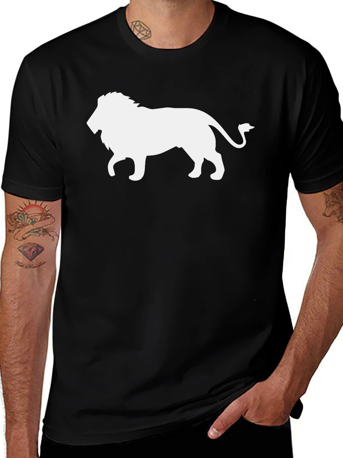 Variant 2 of Lion Graphic Tee - Black Cotton T-Shirt