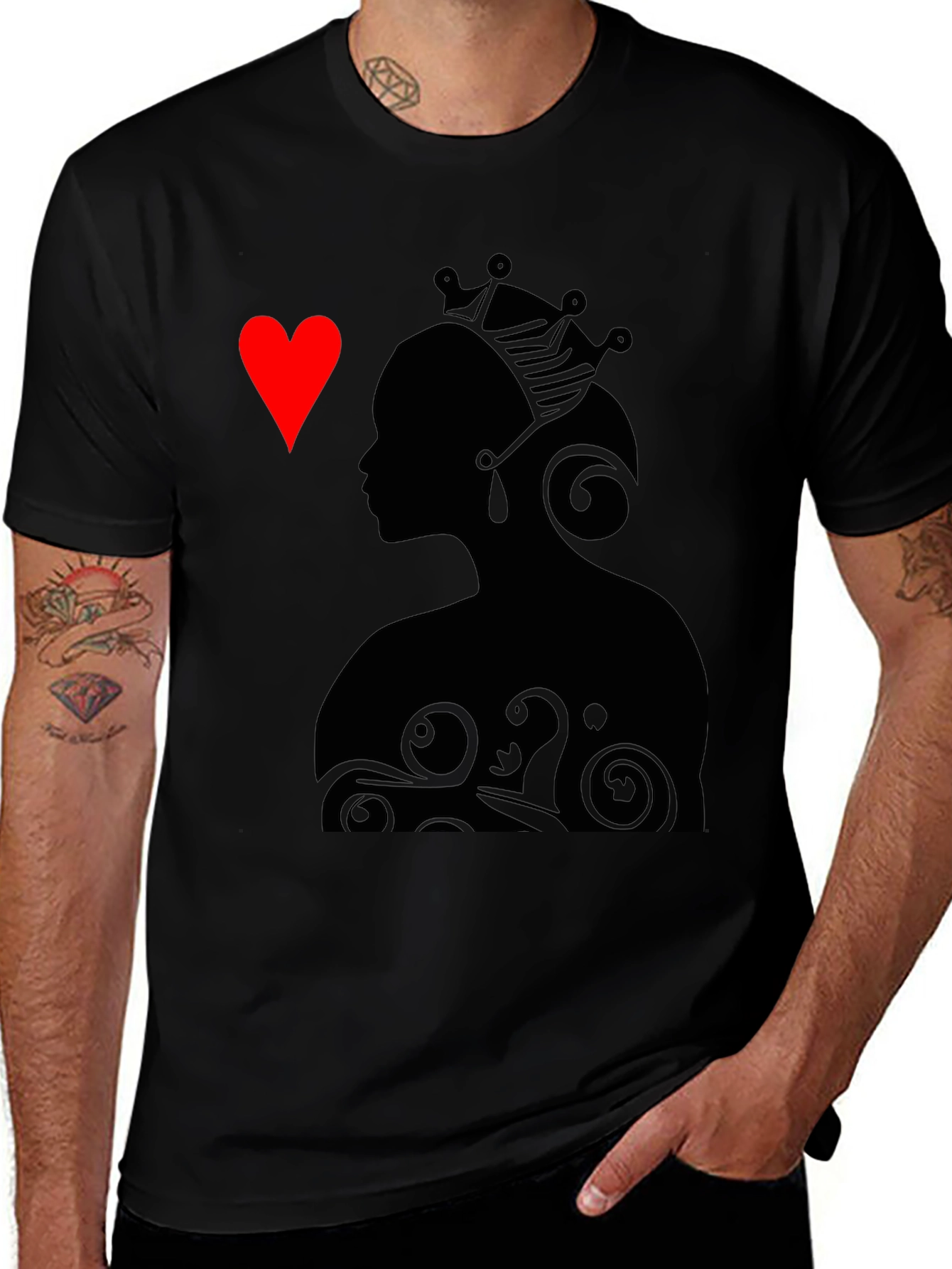 Black Queen of Hearts Graphic Tee - Stylish Black T-Shirt main image