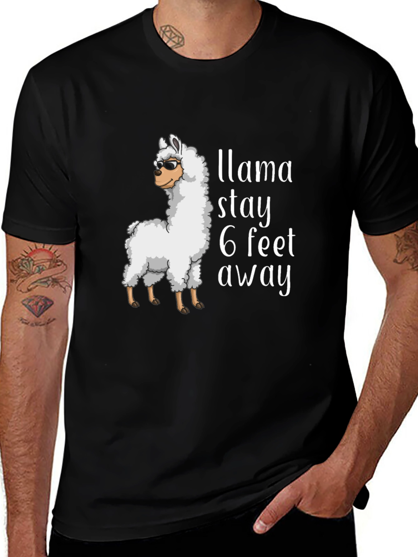 Variant 24 of Llama Stay Away Graphic Tee - Black T-Shirt