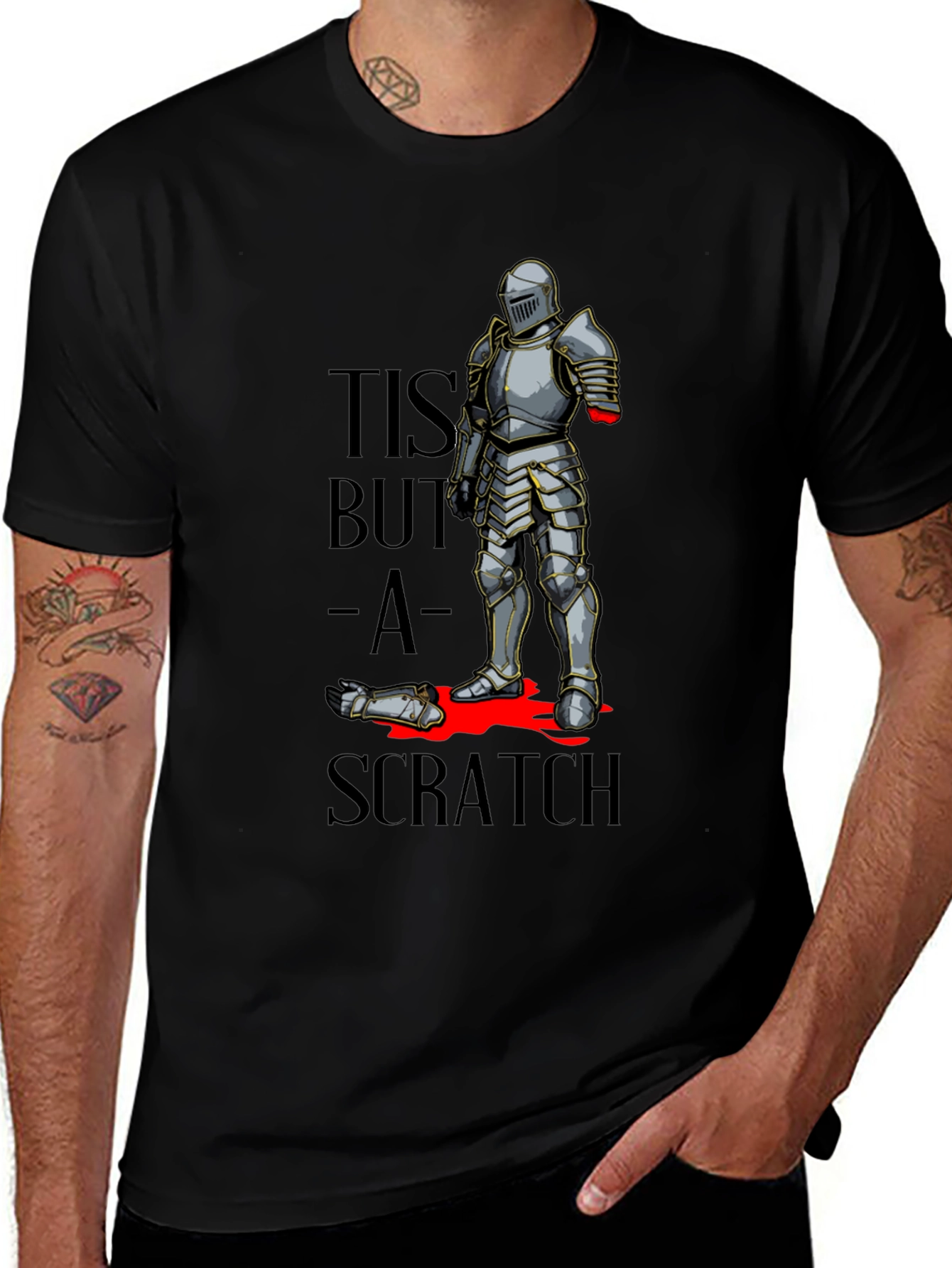 Variant 29 of Tis But a Scratch T-Shirt - Funny Knight Humor Tee