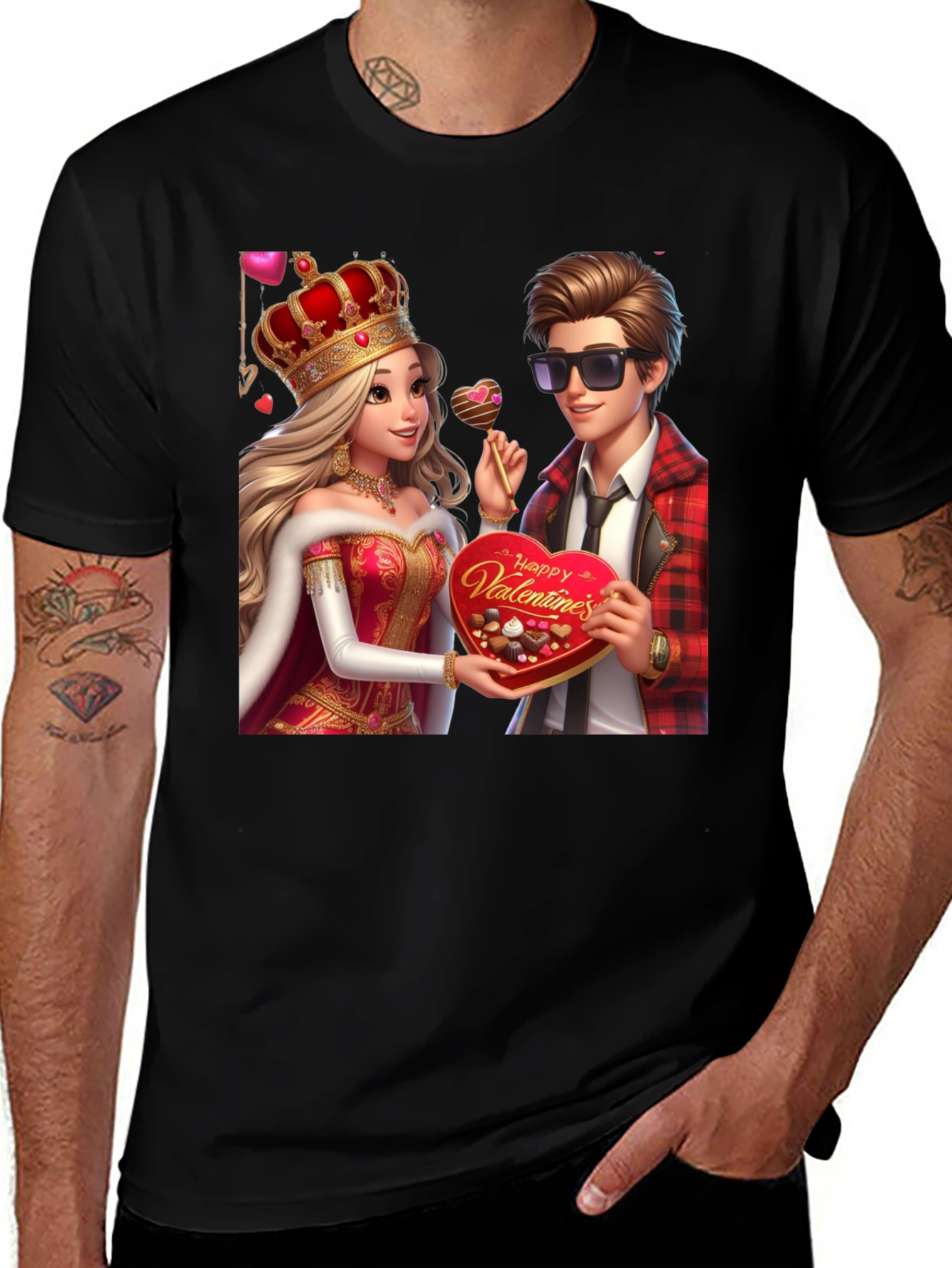 Valentine's Couple T-Shirt: Sweet Cartoon Design