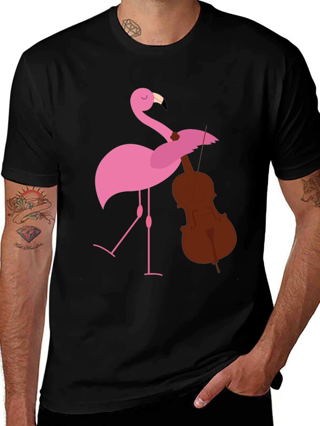 Variant 21 of Flamingo Musician Black T-Shirt