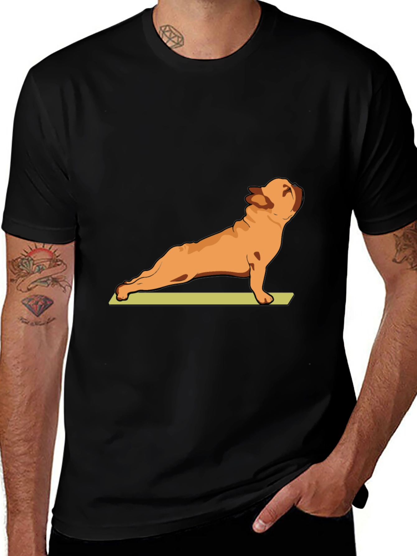 Variant 4 of Yoga Dog Graphic Tee - Relaxed Fit Black T-Shirt