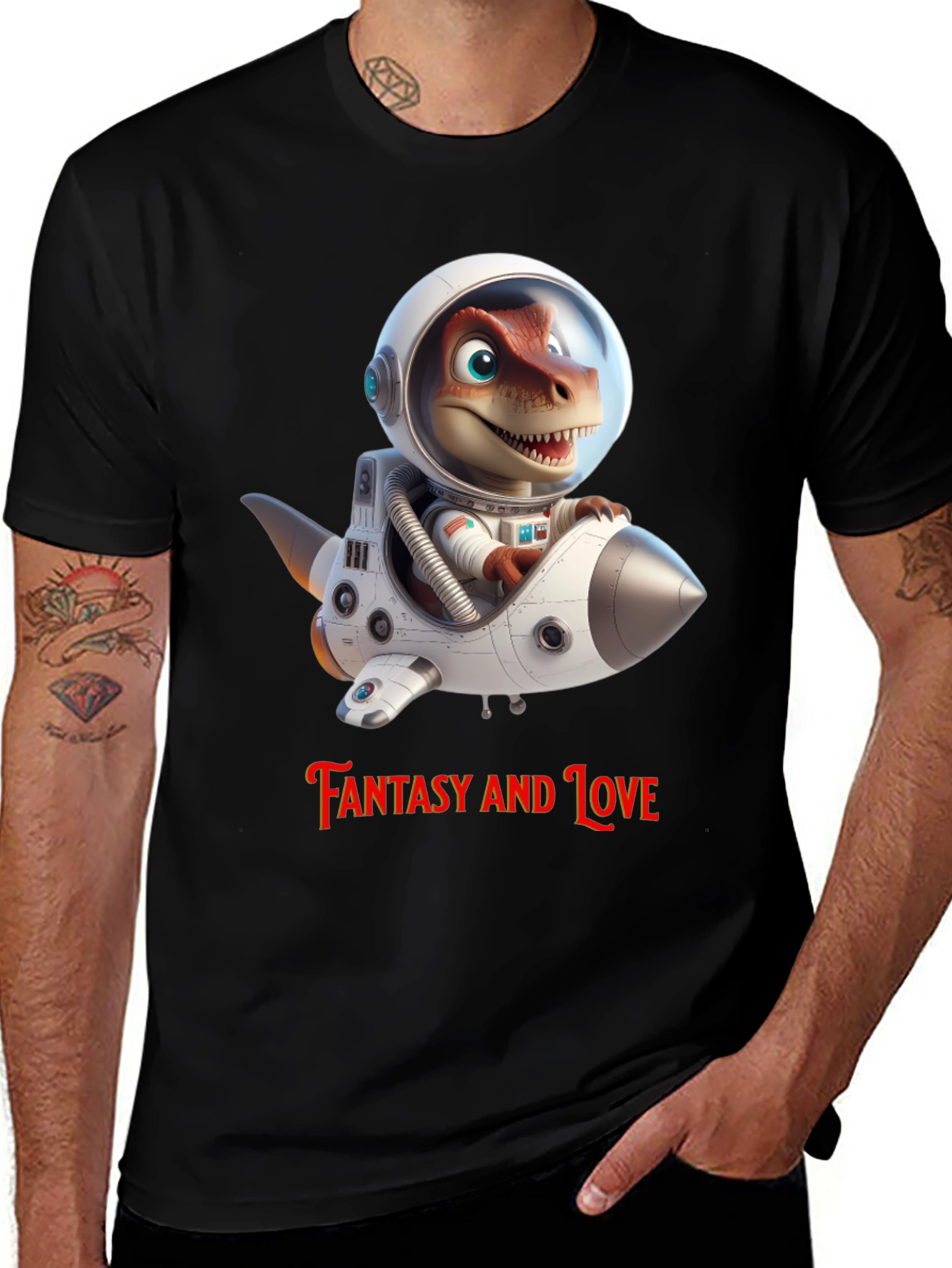 Variant 14 of Dino Astronaut T-Shirt - Fantasy and Love Design