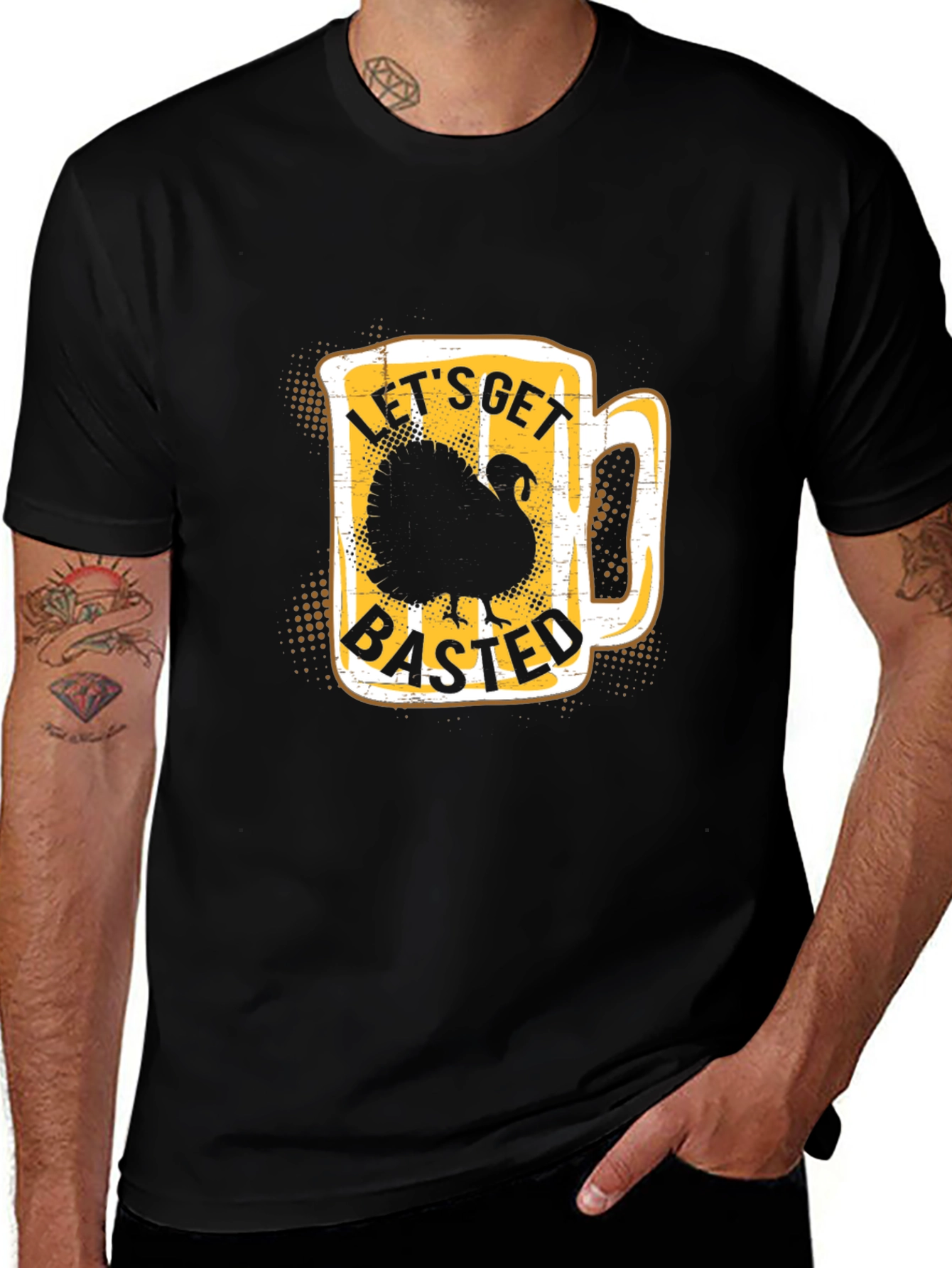 Let's Get Basted Turkey Beer Mug Thanksgiving T-Shirt