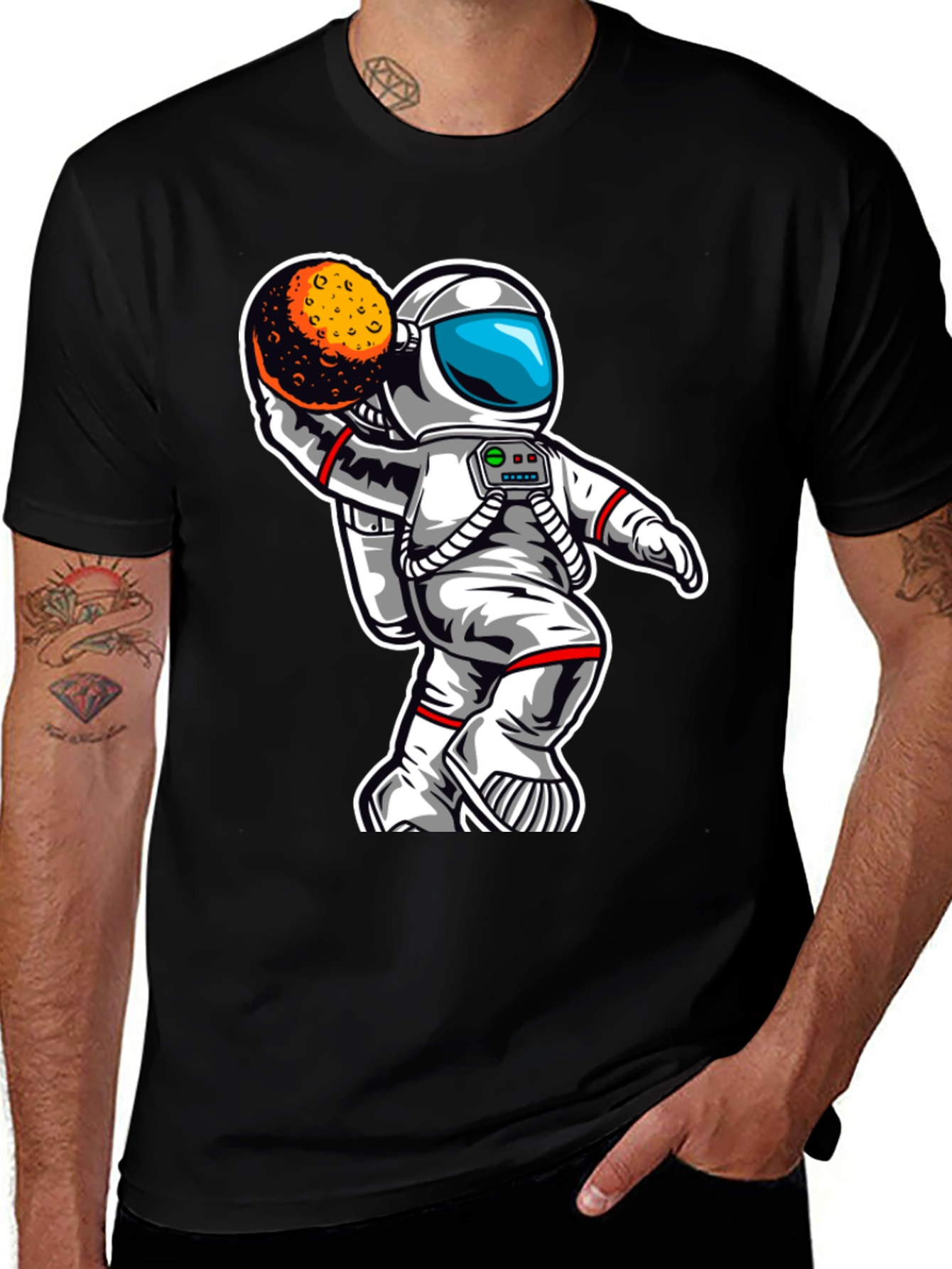 Variant 22 of Astronaut Holding Planet T-Shirt